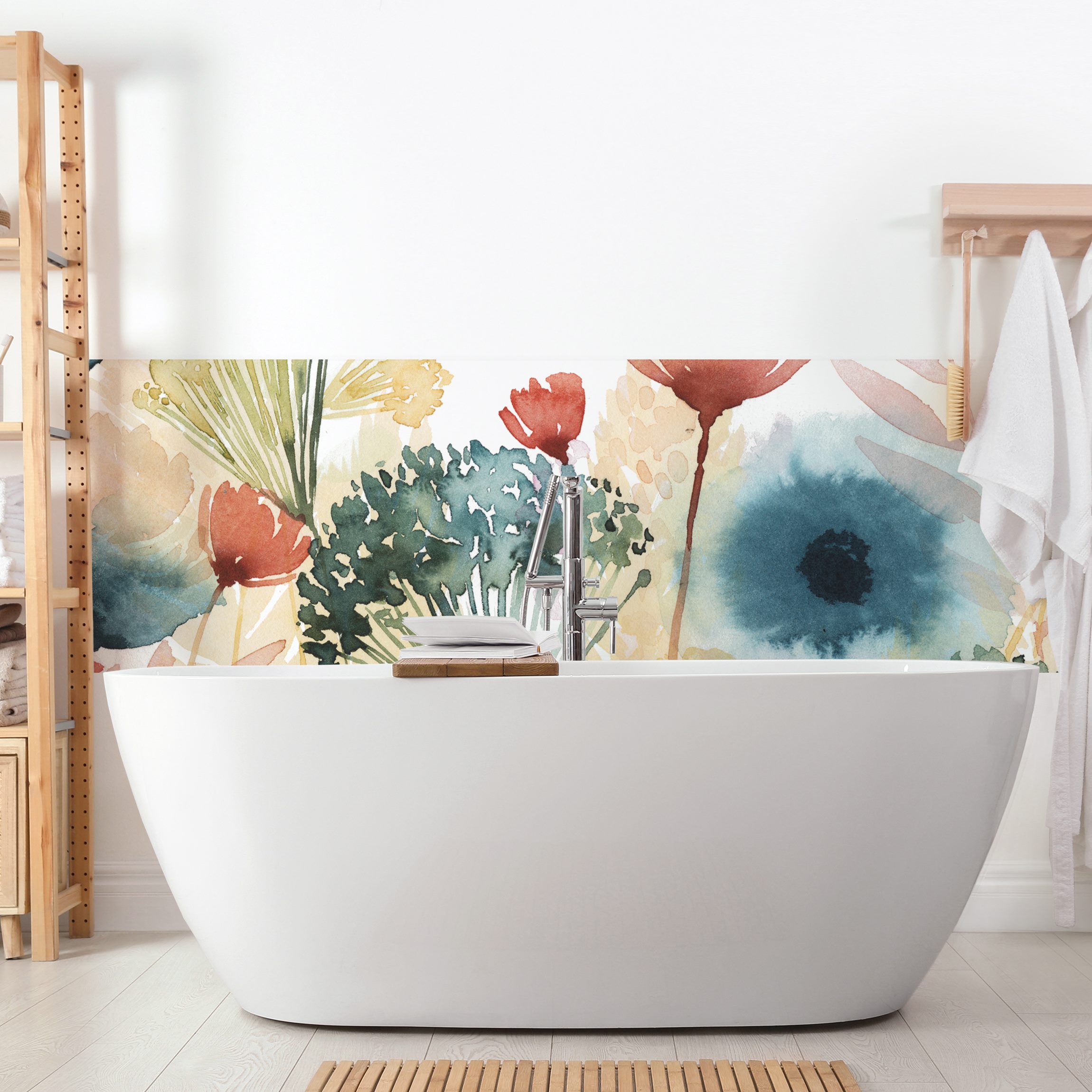 Wandverkleidung Bad Wildblumen im Sommer I