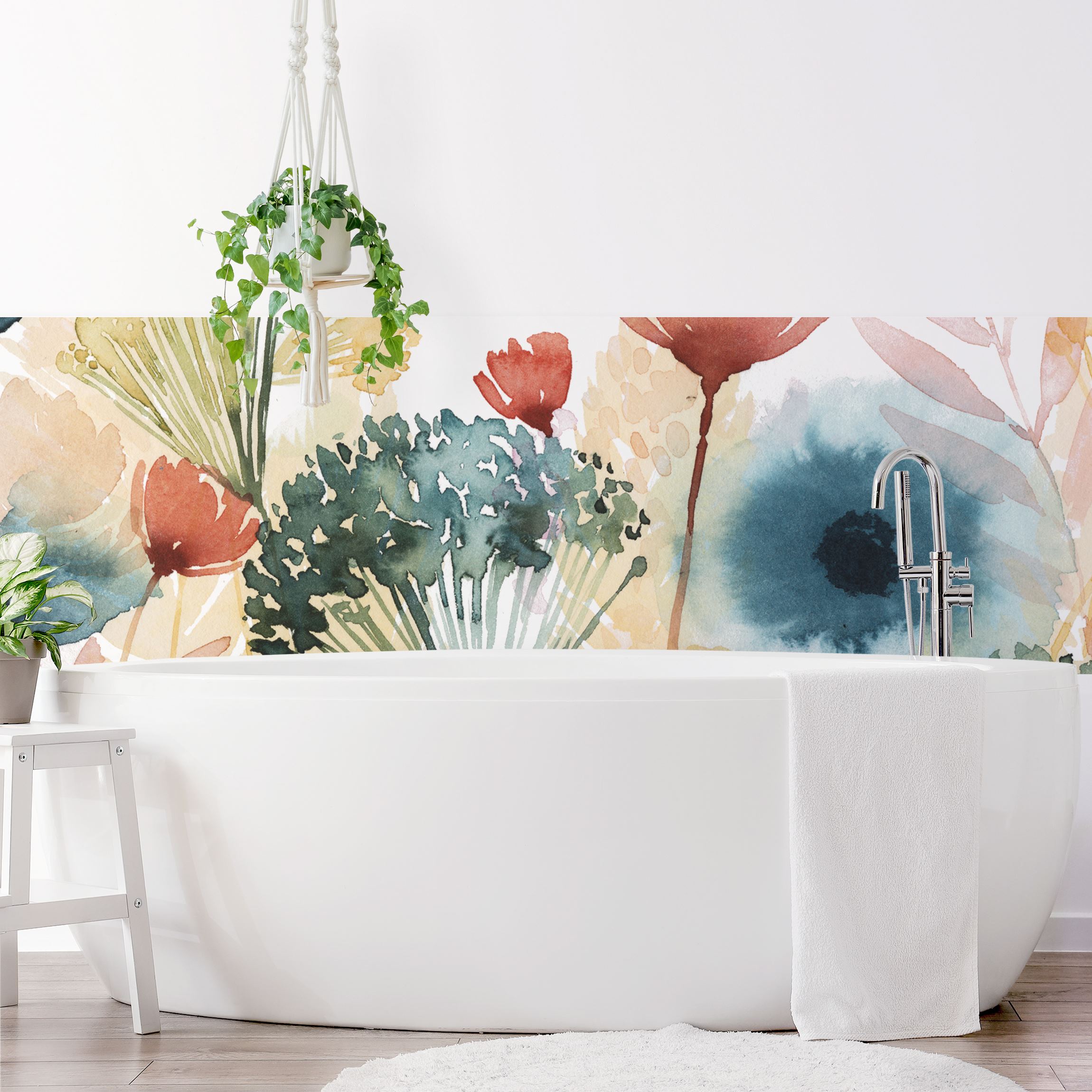 Wandverkleidung Bad Wildblumen im Sommer I