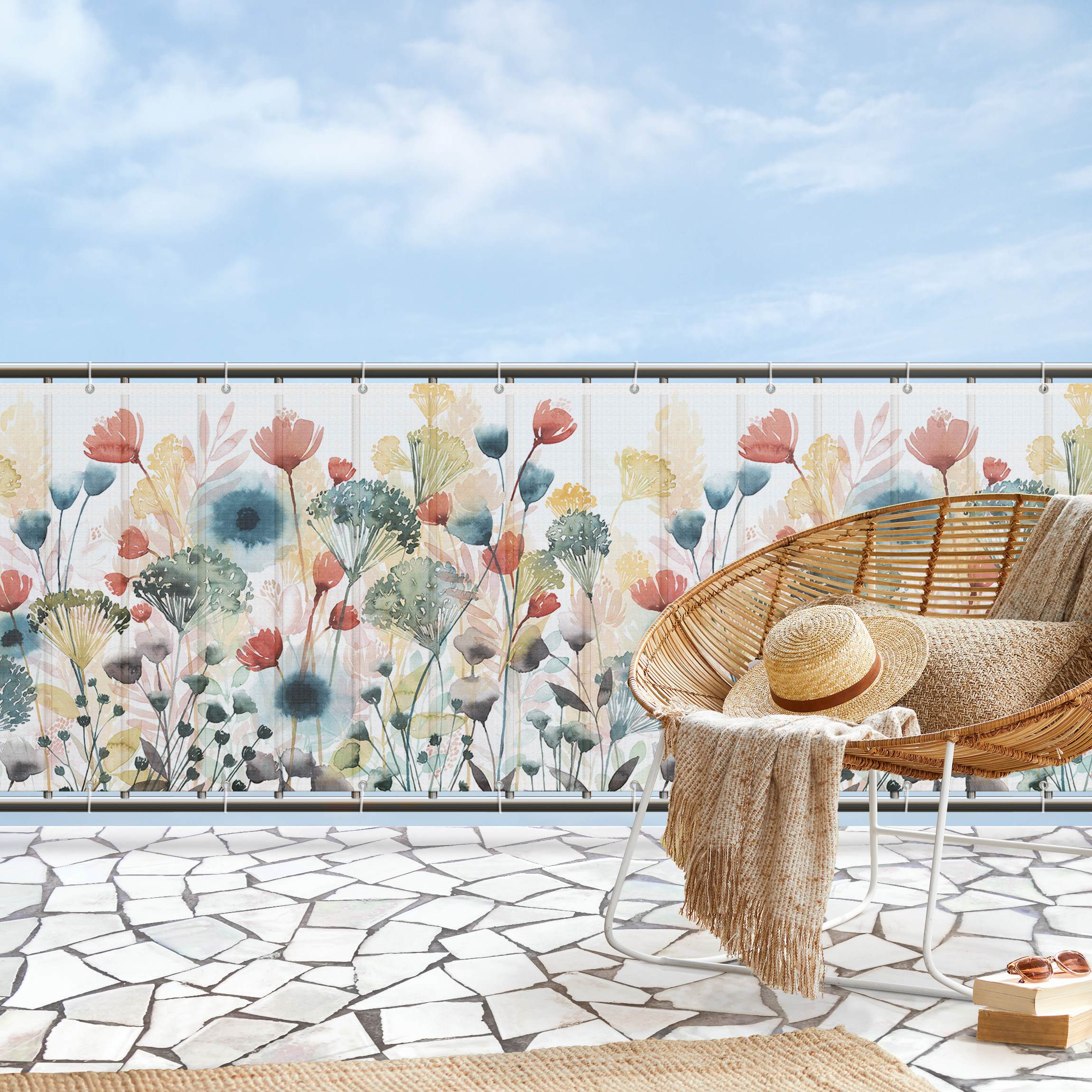Balkon Sichtschutz Wildblumen im Sommer III