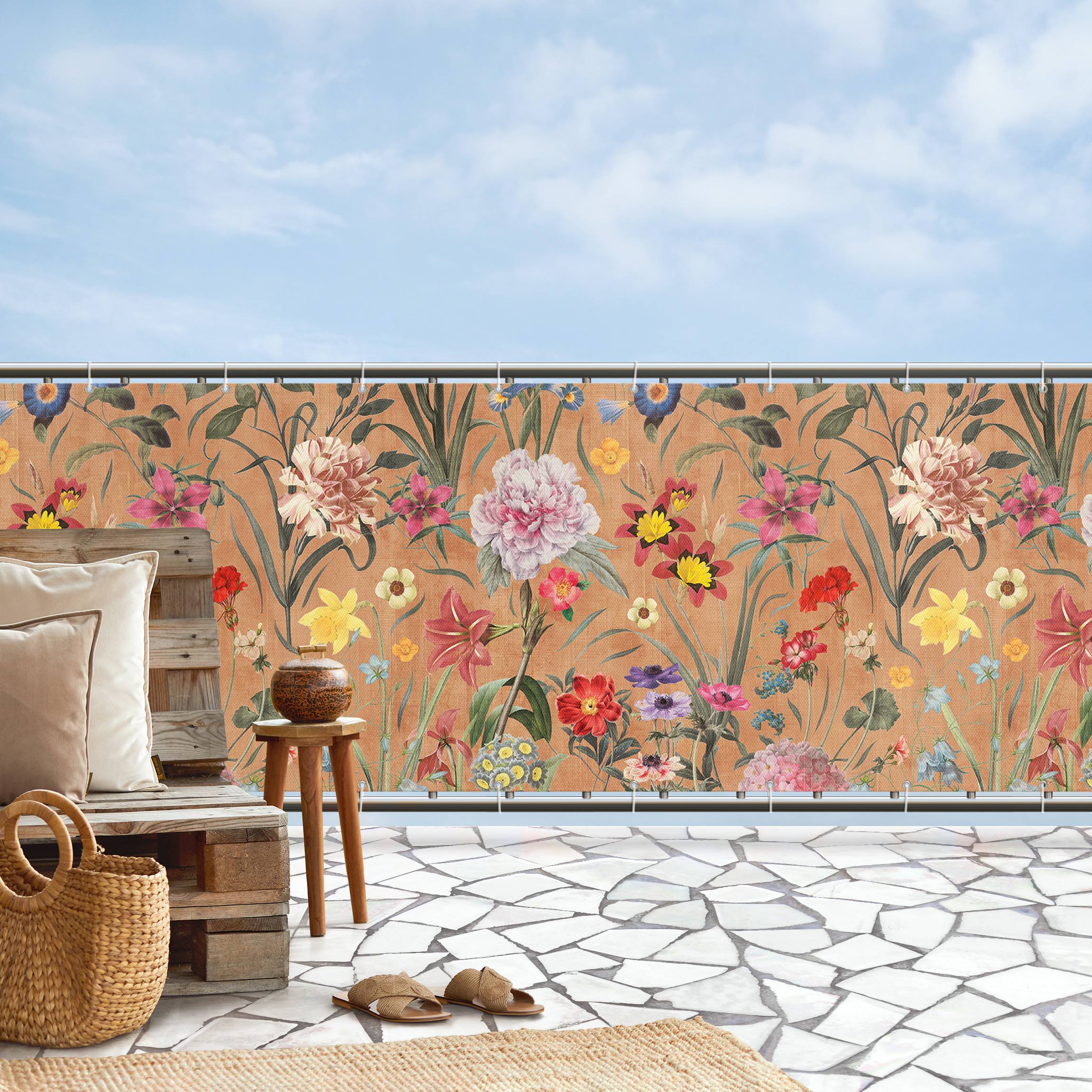 Balkon Sichtschutz Wildblumenmuster
