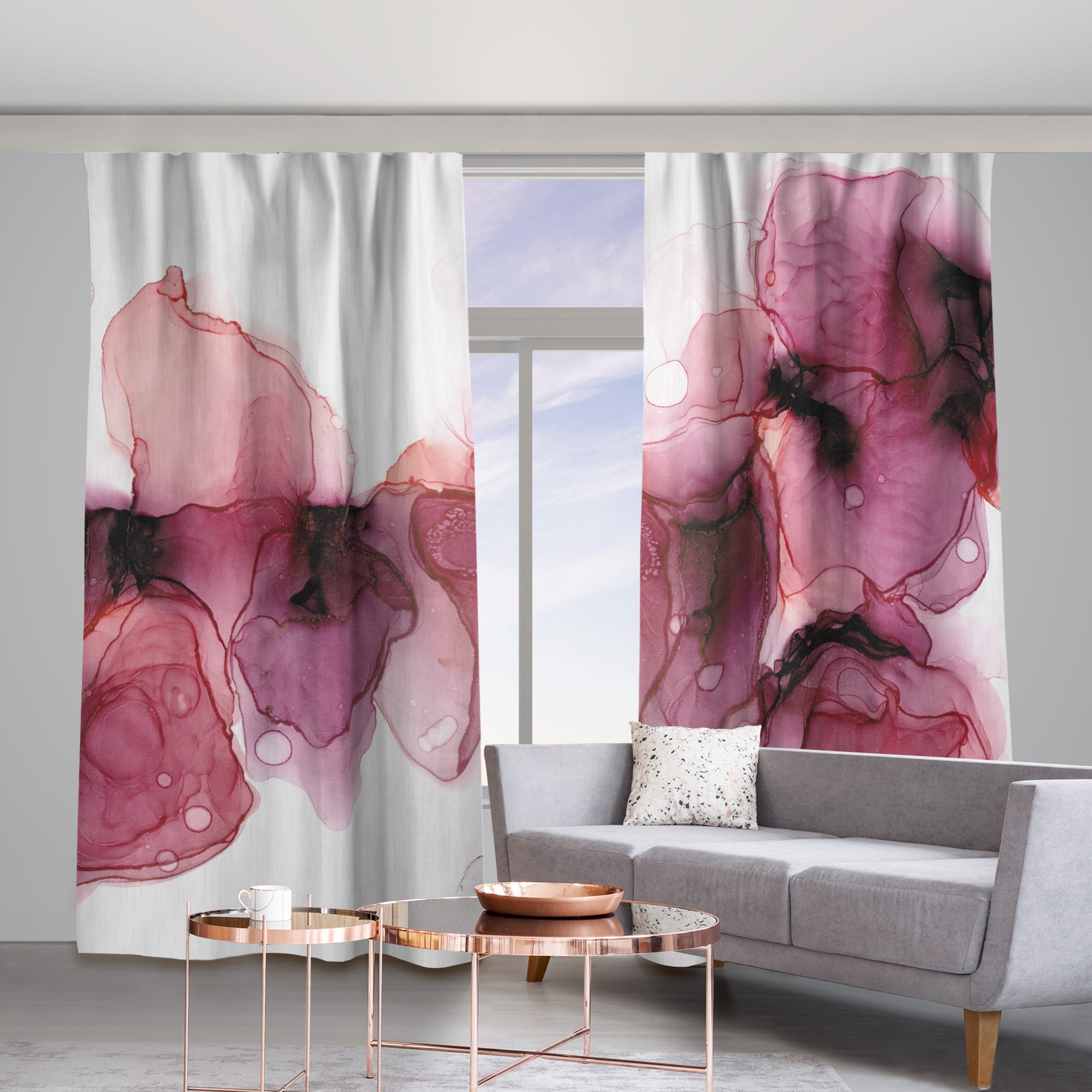 Vorhang Wilde Blüten in Violett und Gold