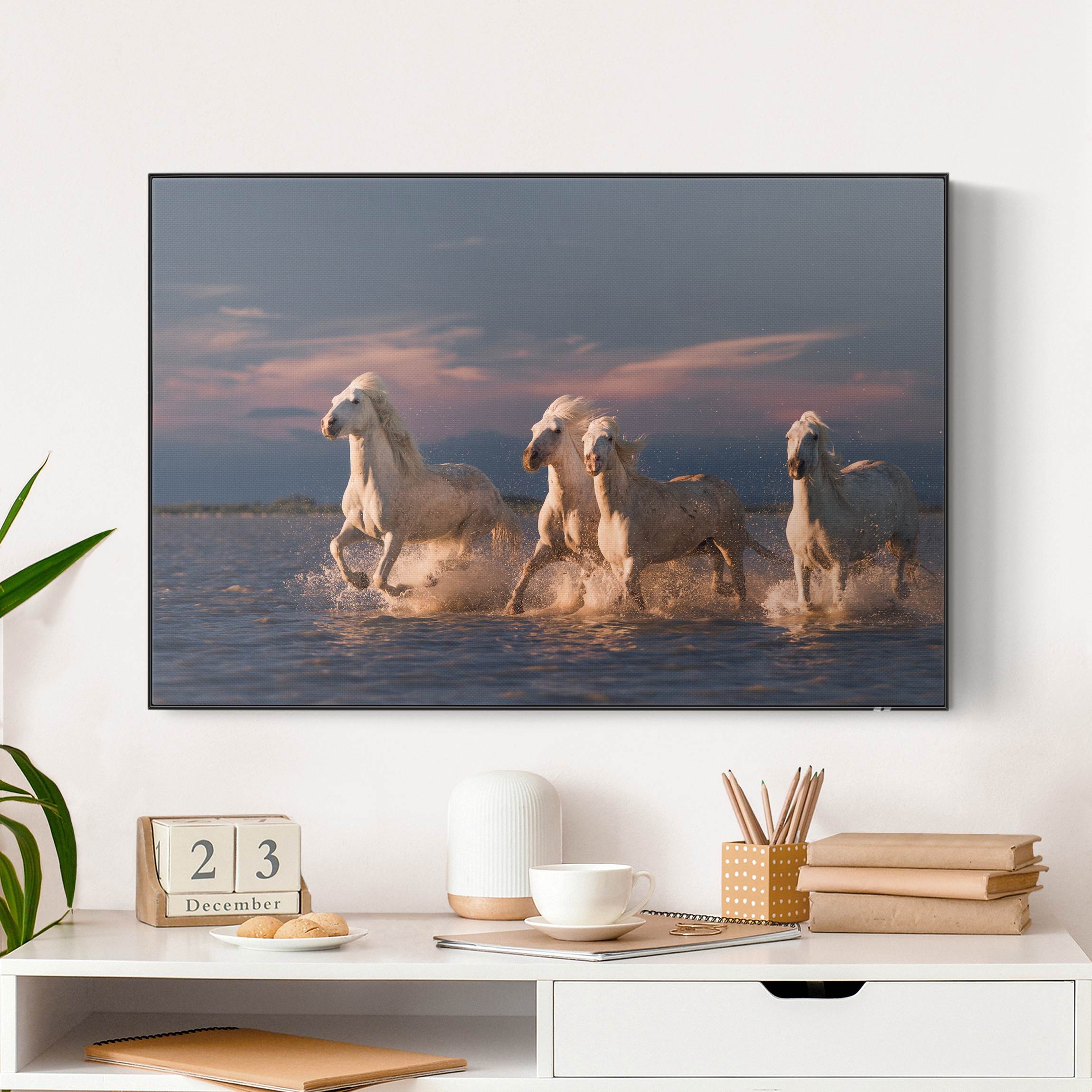 Akustik-Wechselbild Wilde Pferde in Kamargue