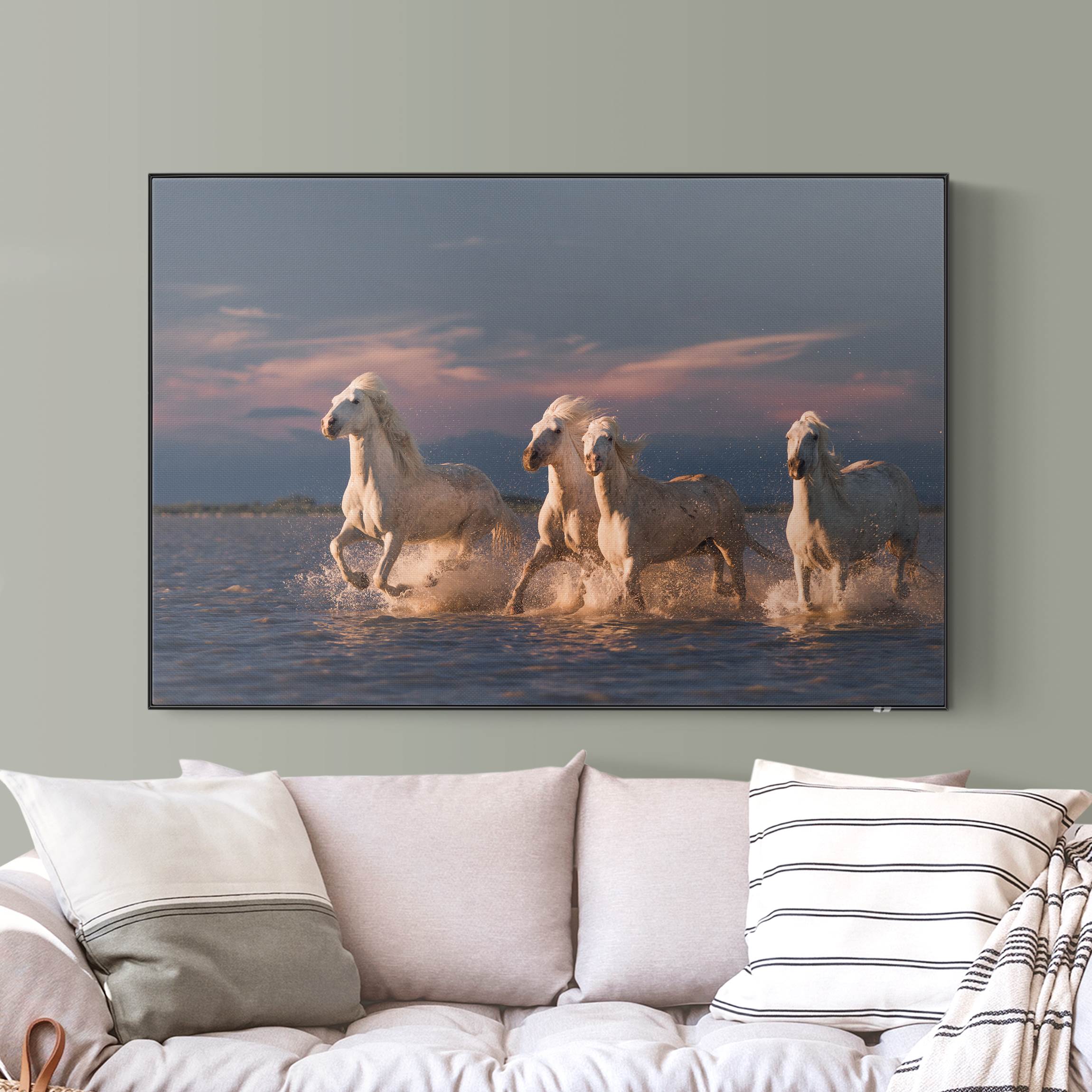 Akustik-Wechselbild Wilde Pferde in Kamargue