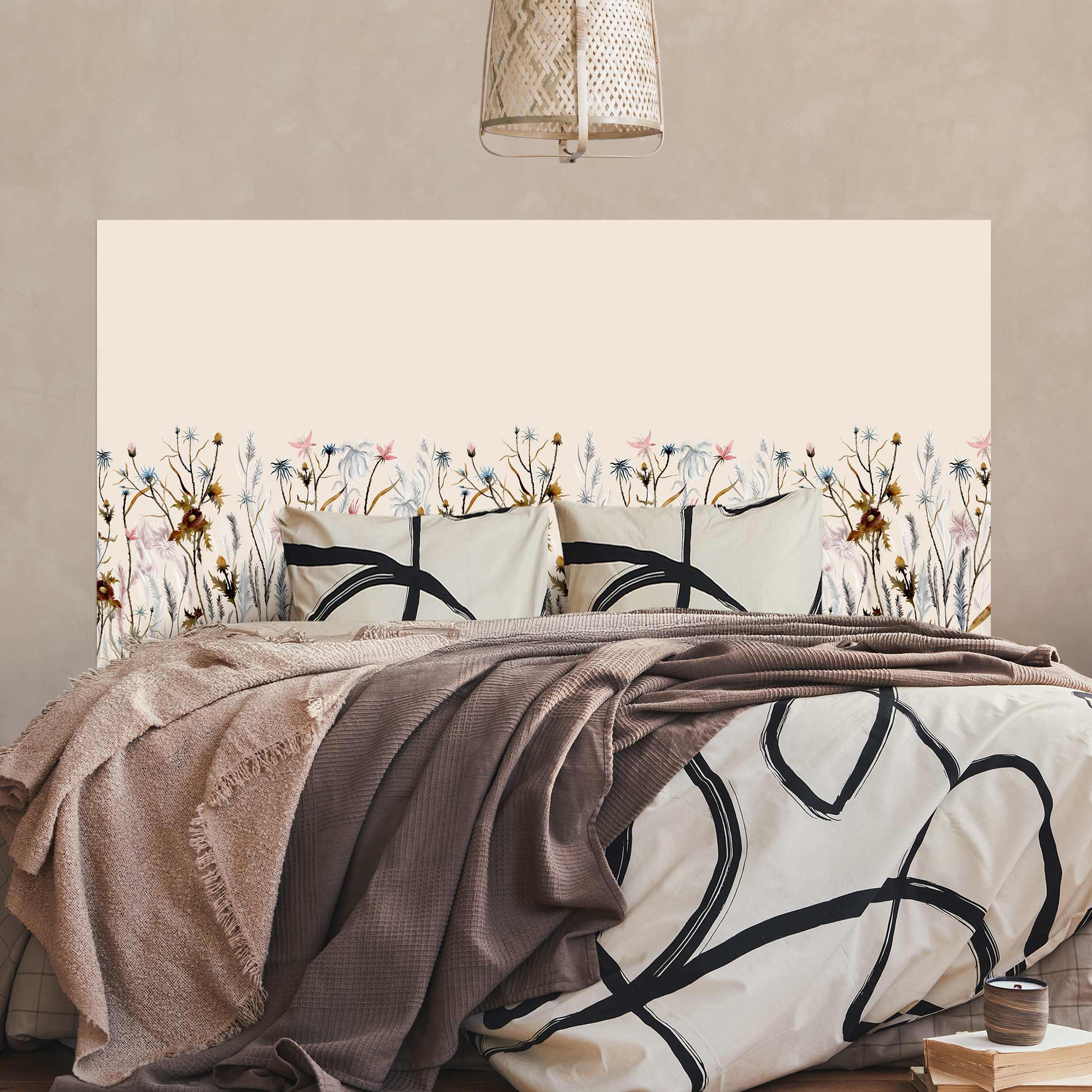 Kopfteil Bett Wilde Trockenblumenwiese