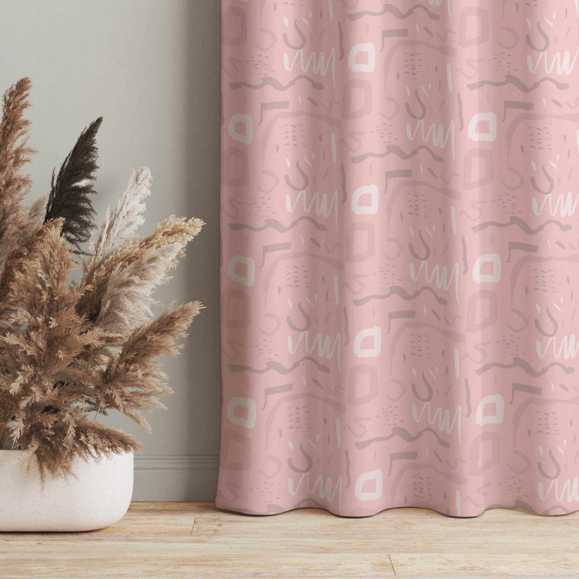 Vorhang Wildes Retro Muster - Blasses Pink