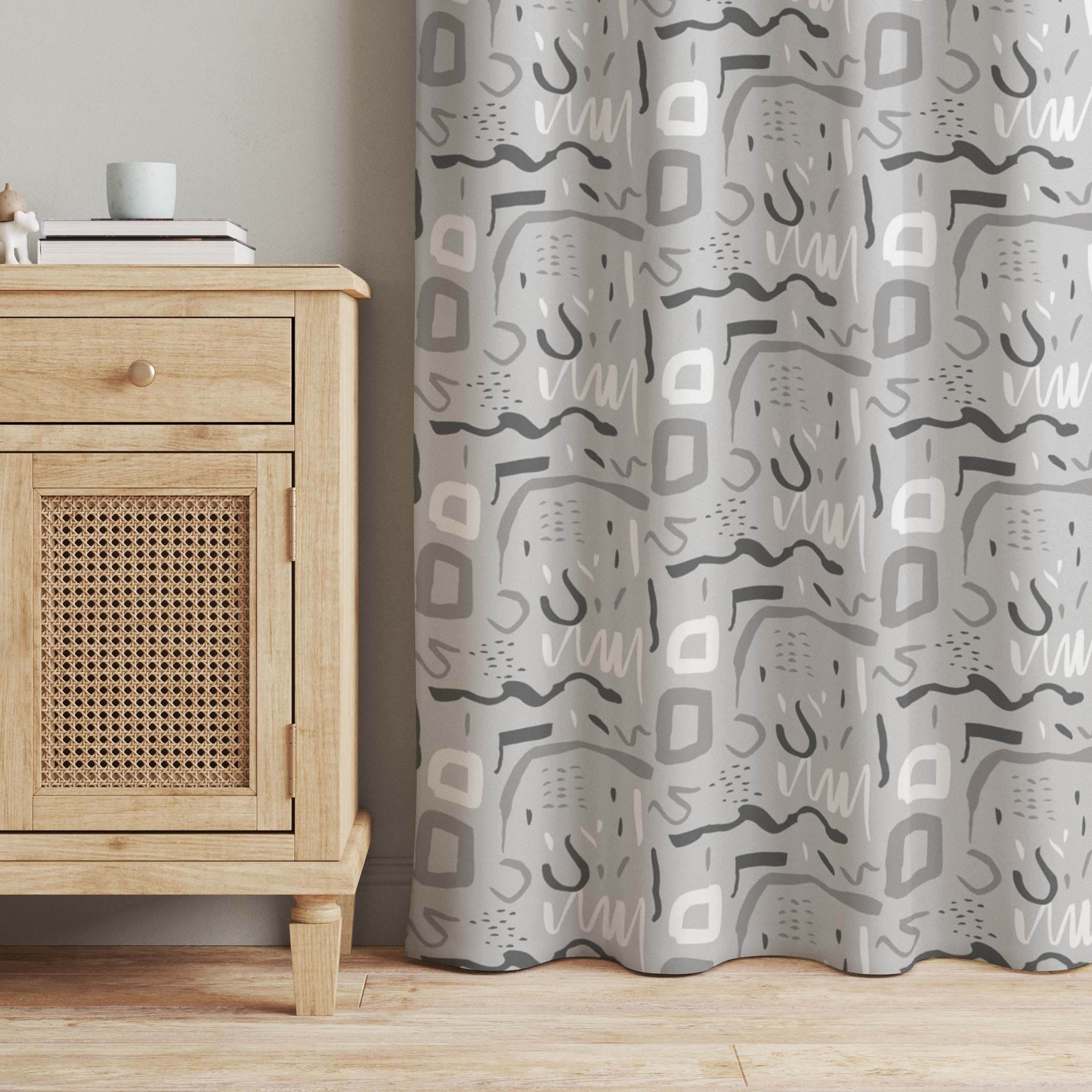 Vorhang Wildes Retro Muster - Grau