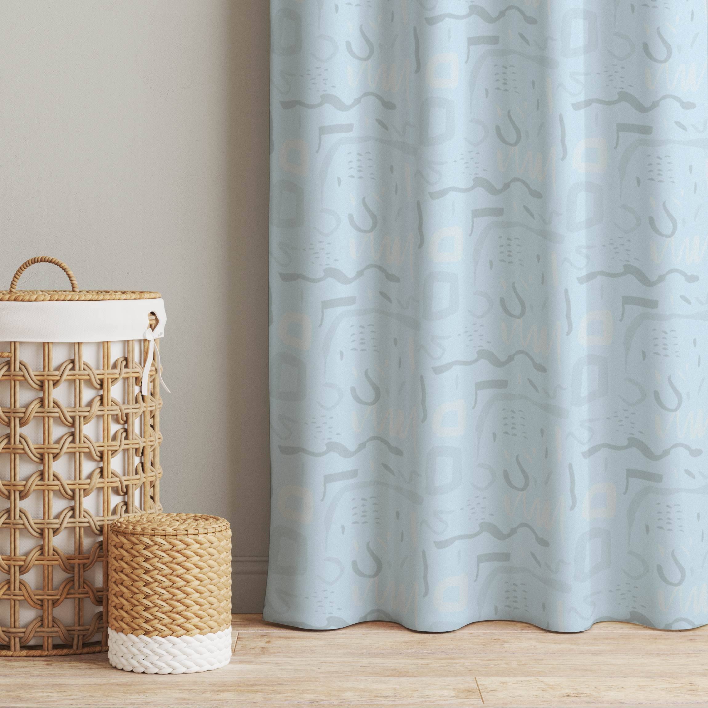 Vorhang Wildes Retro Muster - Himmelblau