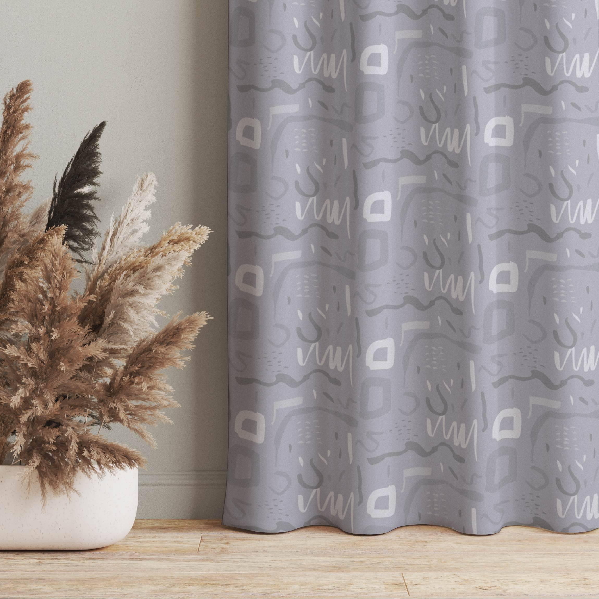 Vorhang Wildes Retro Muster - Pastell graues Violett