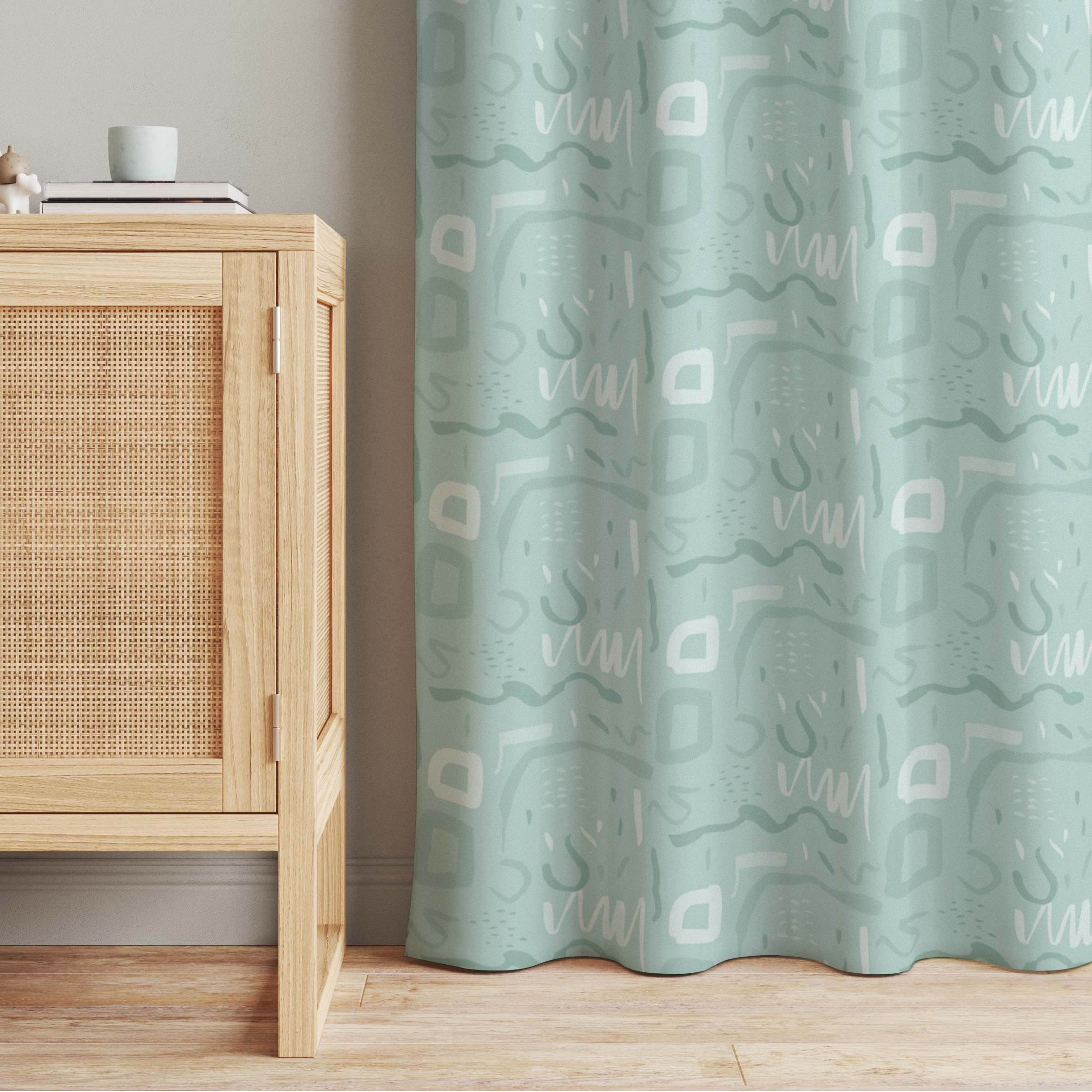 Vorhang Wildes Retro Muster - Pastell Mint