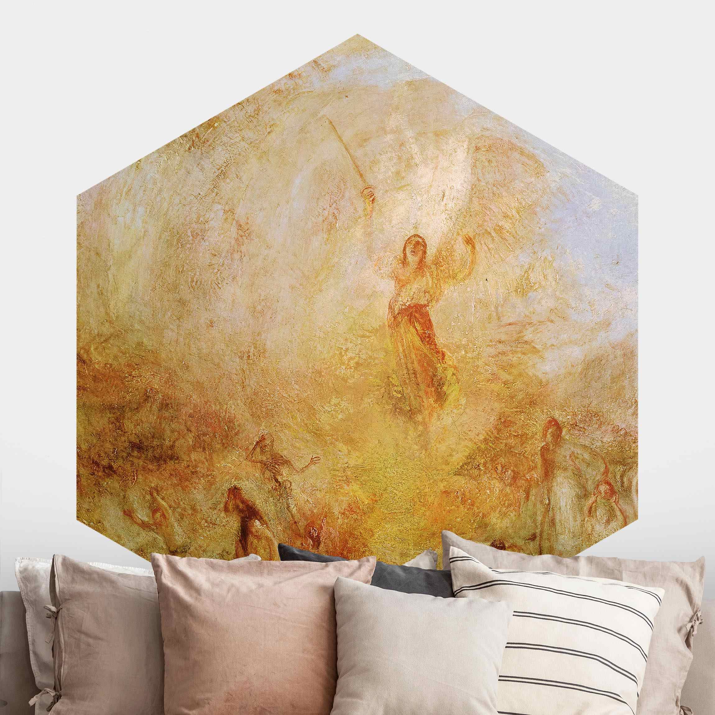 Hexagon Fototapete selbstklebend William Turner - Engel vor Sonne
