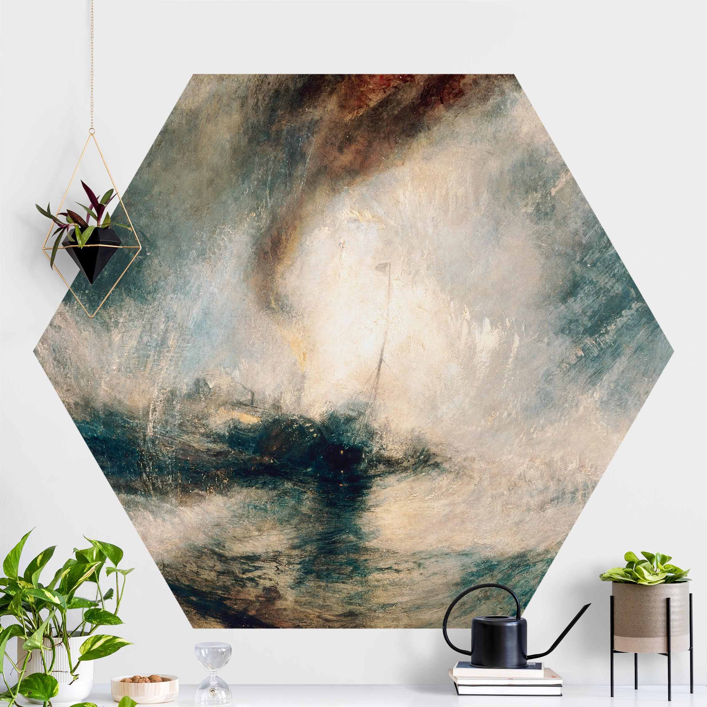Hexagon Fototapete William Turner - Schneesturm über Meer