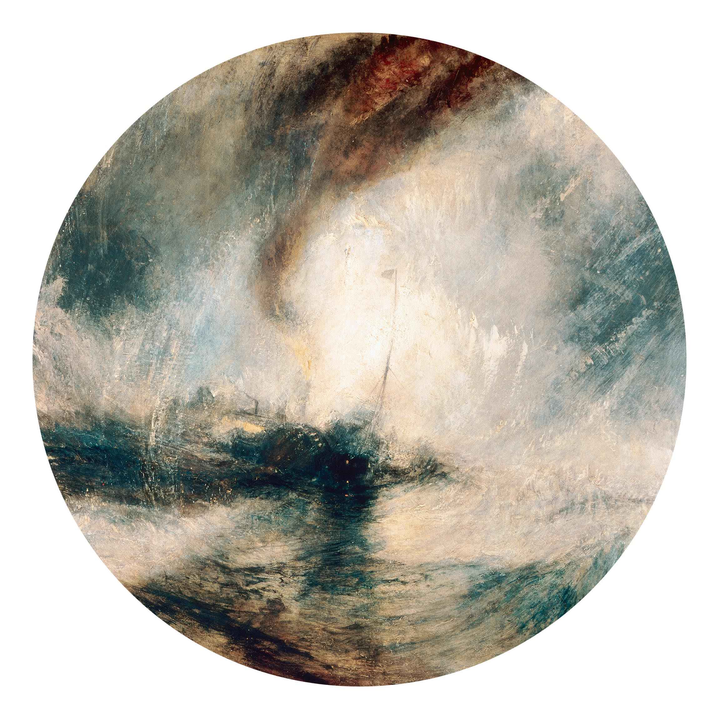 Runde Fototapete William Turner - Schneesturm über Meer