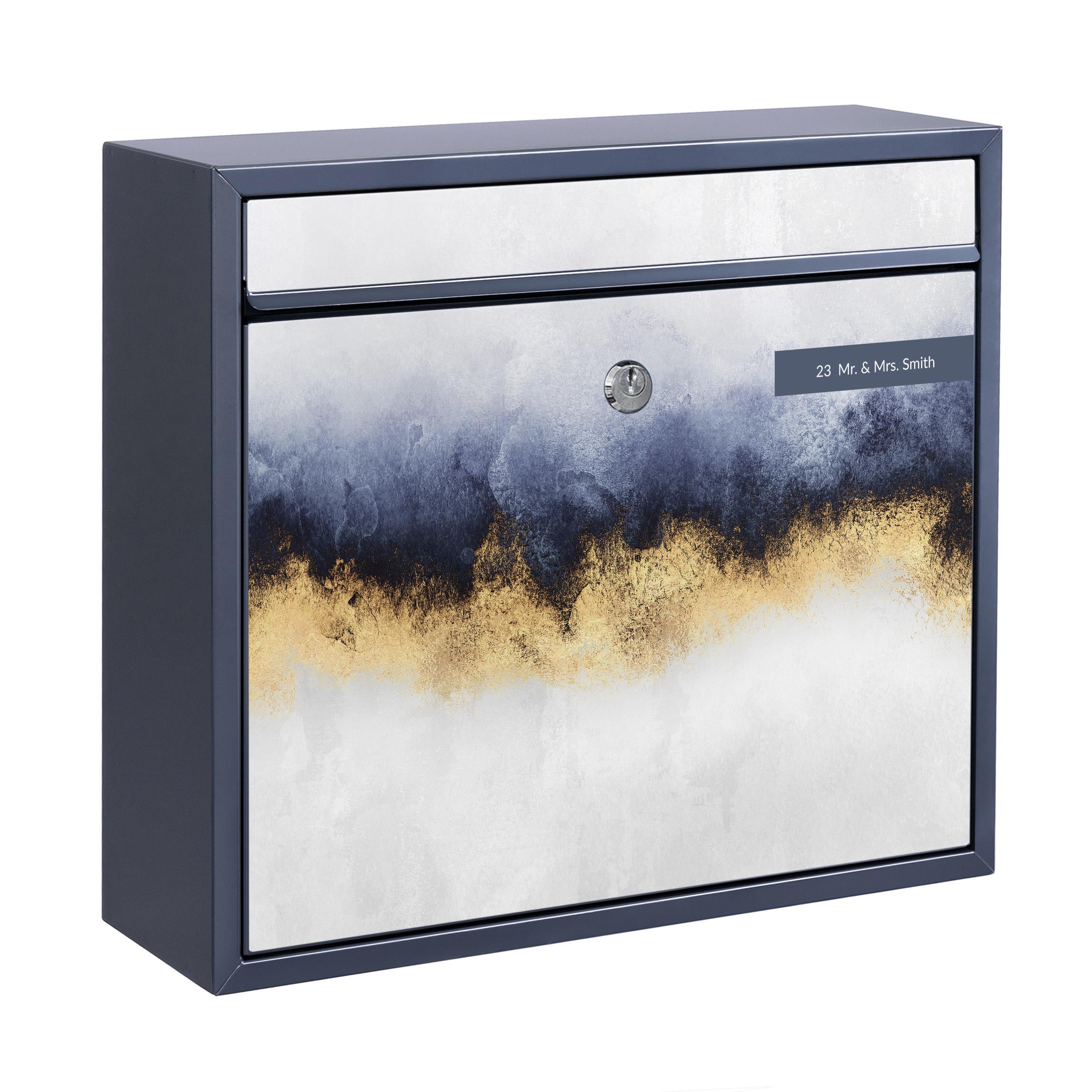 Briefkasten mit eigenem Text Wolkenhimmel mit Gold