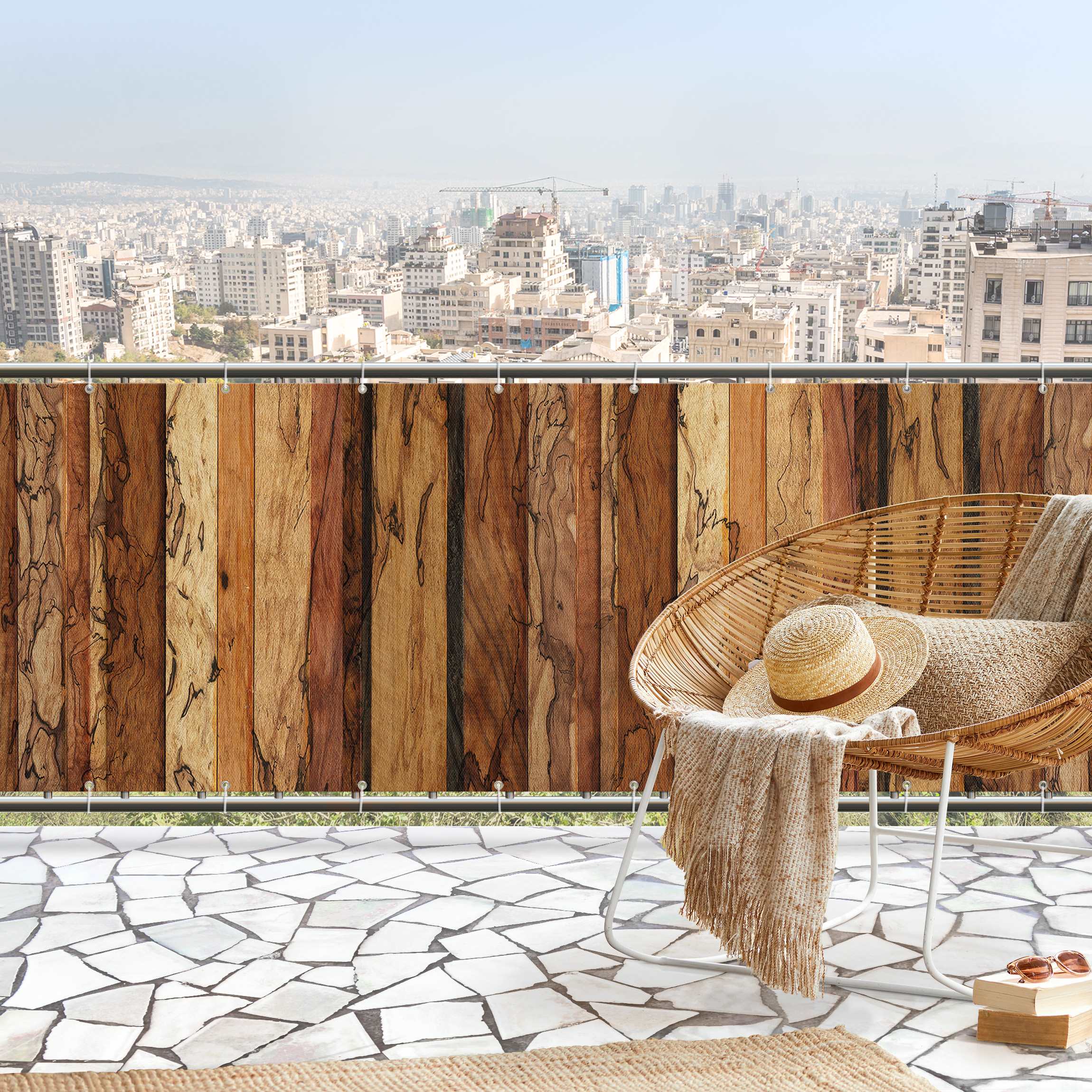 Balkon Sichtschutz Woody Flamed