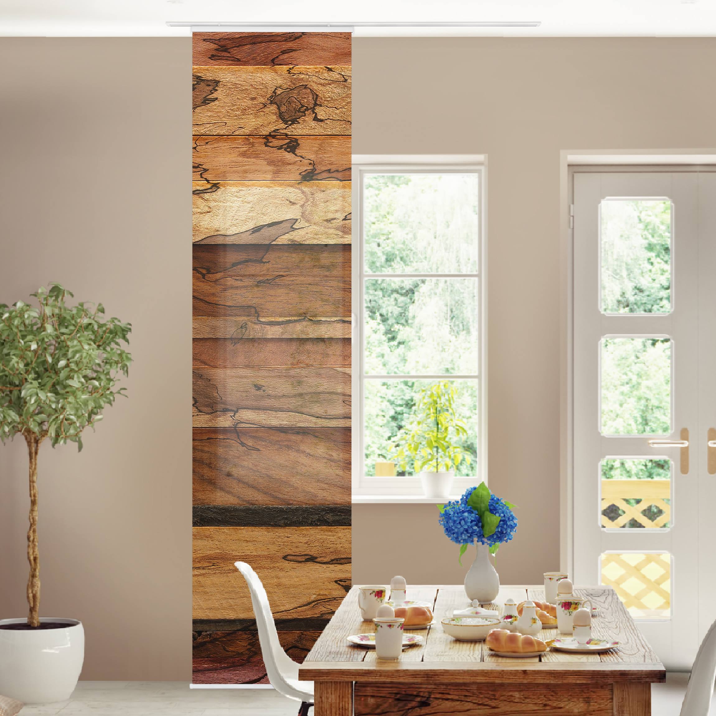 Schiebegardine Woody Flamed Garderobe