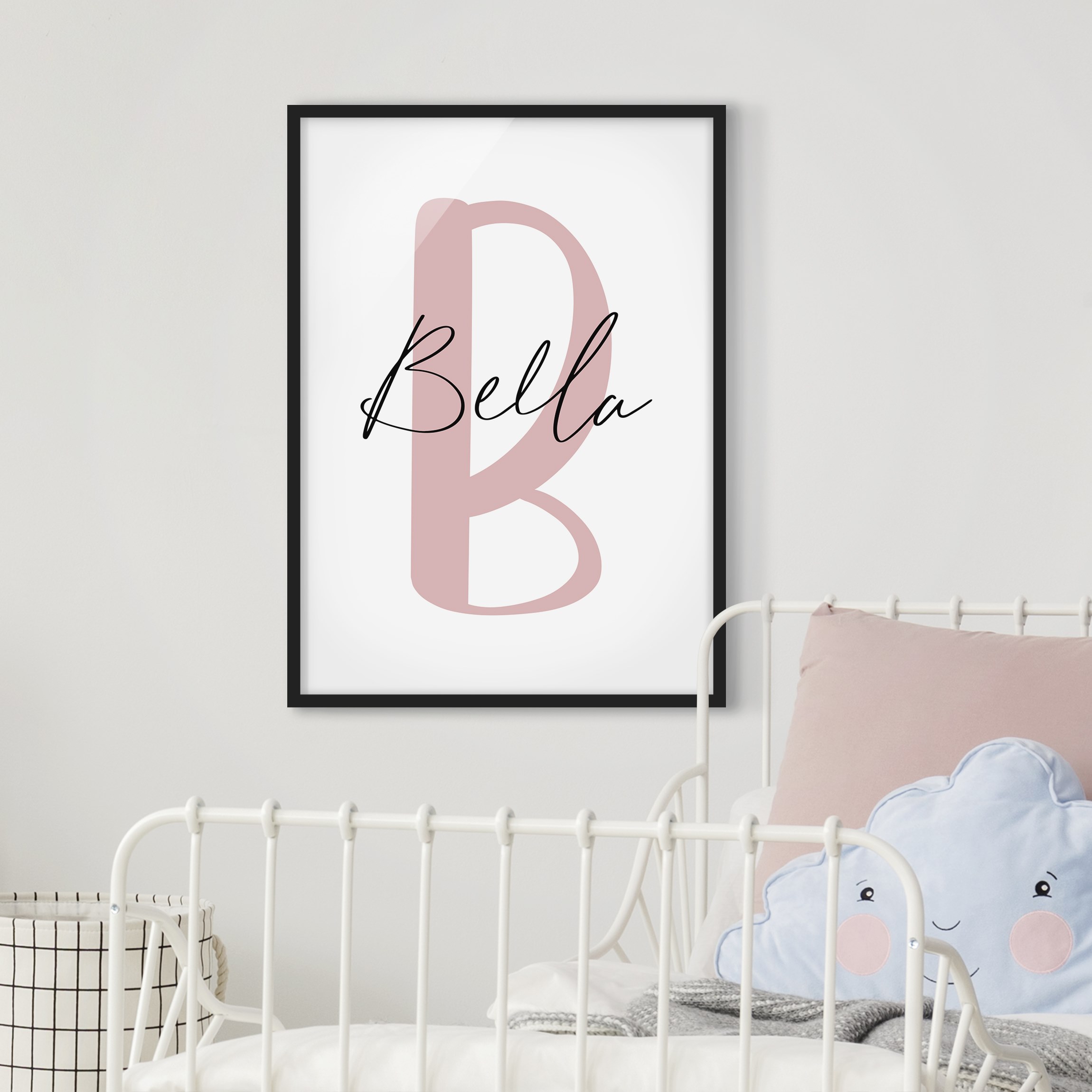 Bild mit Rahmen Wunschbuchstabe mit Wunschtext Rosa