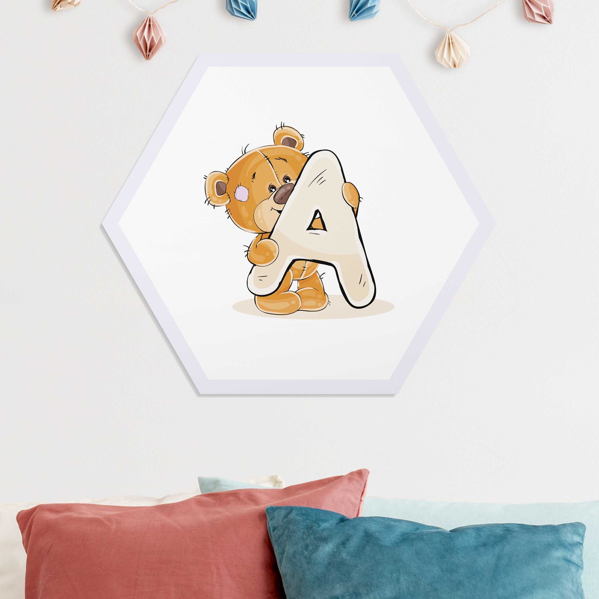 Hexagon-Forexbild Wunschbuchstabe Teddy Mädchen