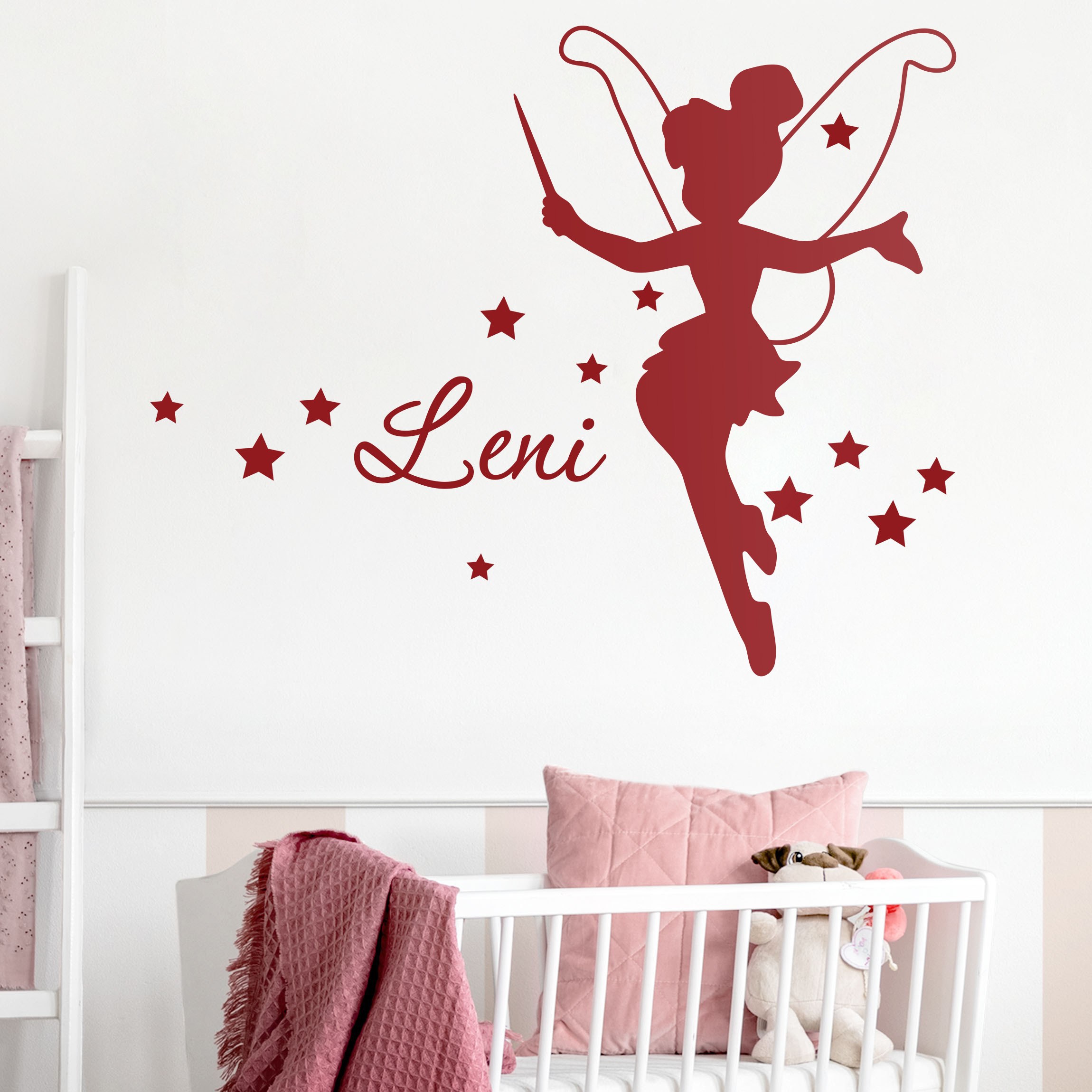 Wunschtext-Wandtattoo Kinderzimmer 12-teilig Wunschtext-Feenzauber