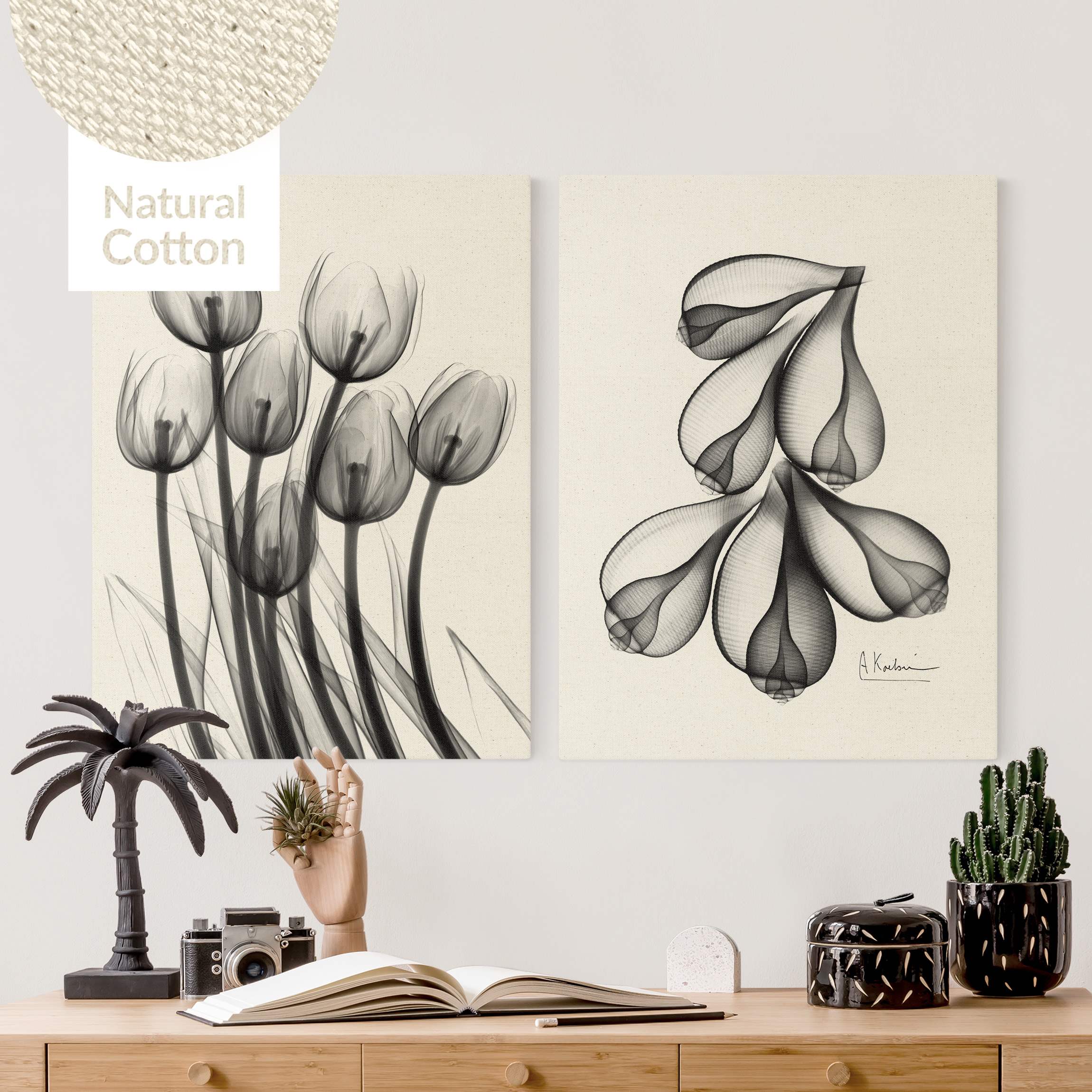 Leinwandbild 2-teilig X-Ray - Tulpen & Feigenschalen
