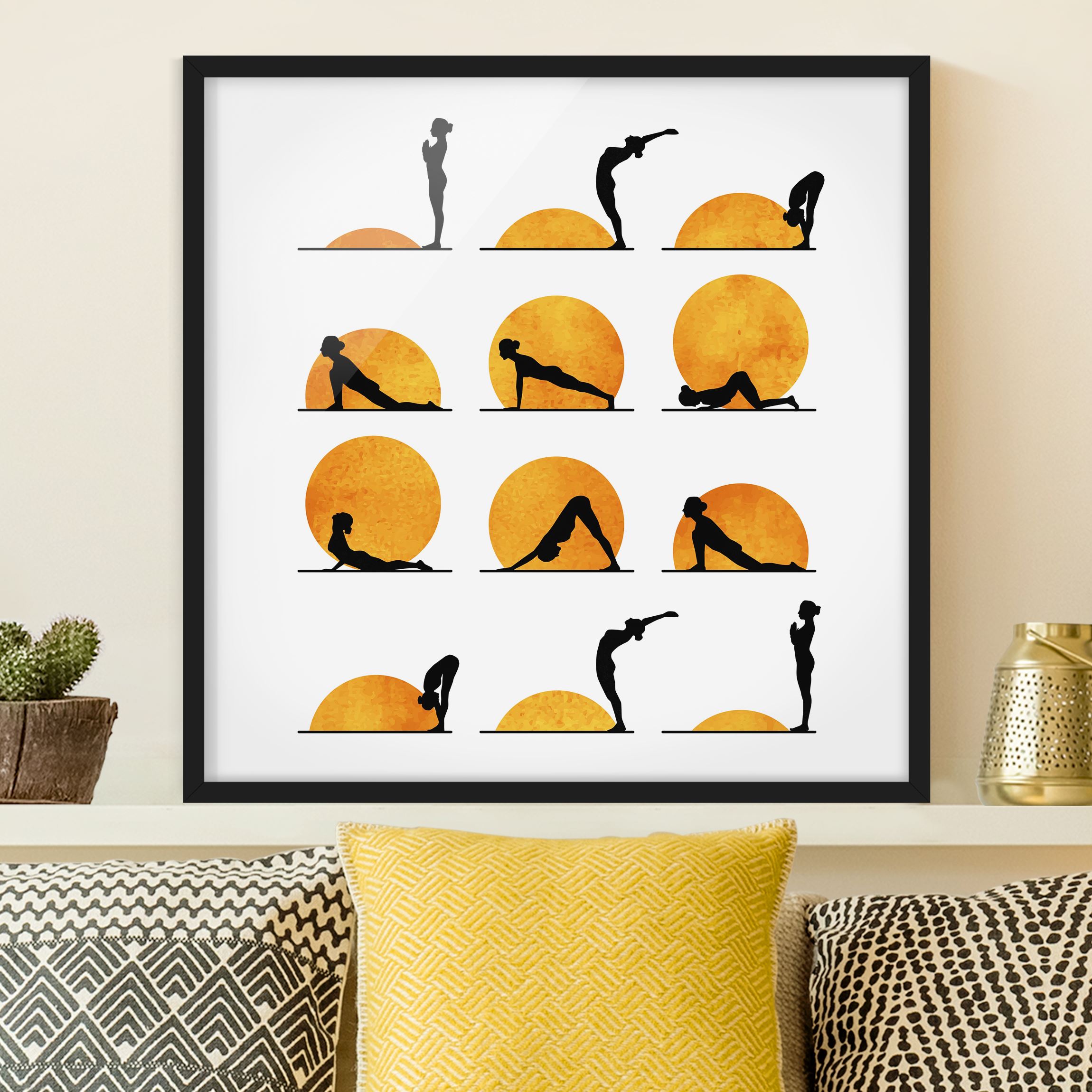 Bild mit Rahmen Yoga - Der Sonnengruß