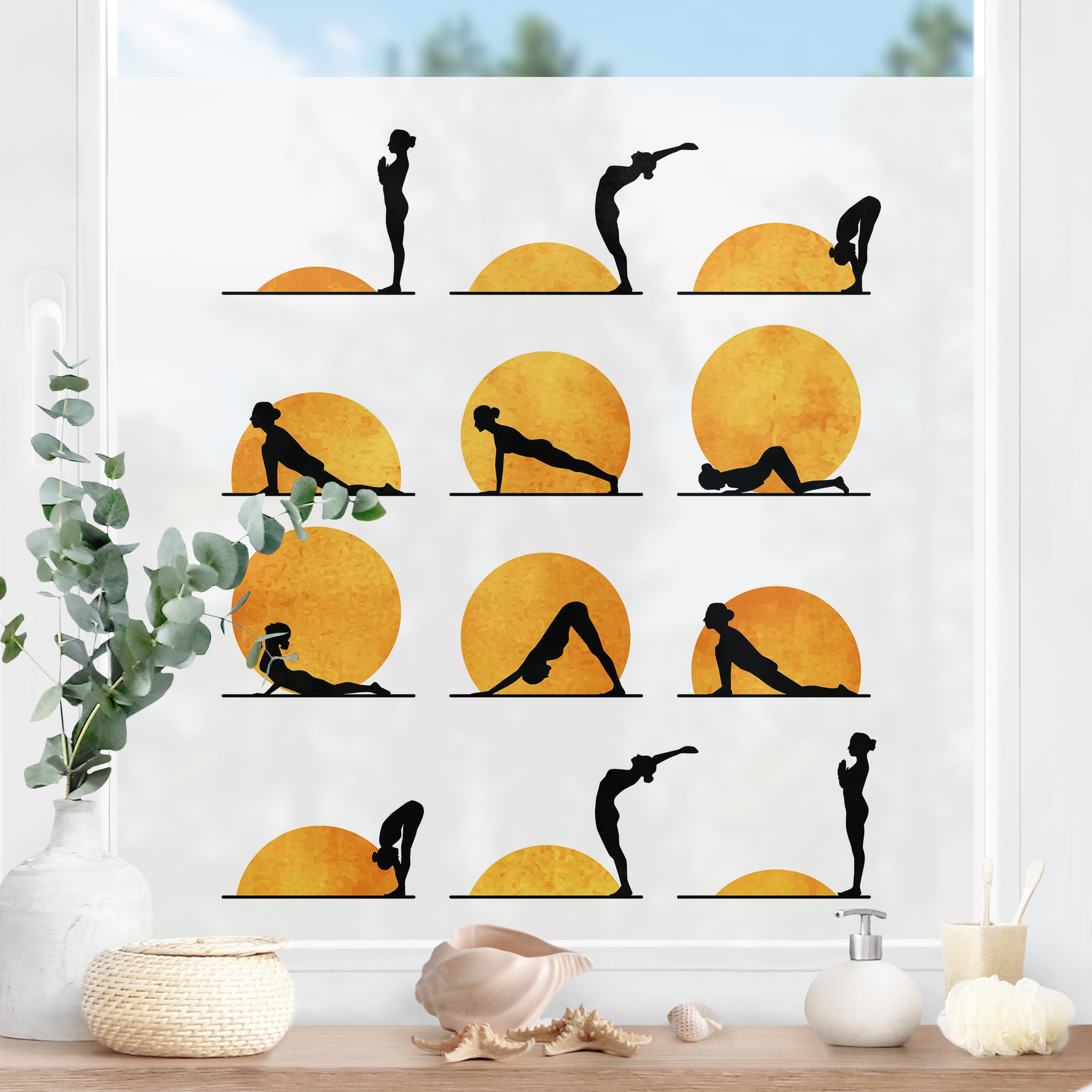 Fensterfolie Yoga - Der Sonnengruß