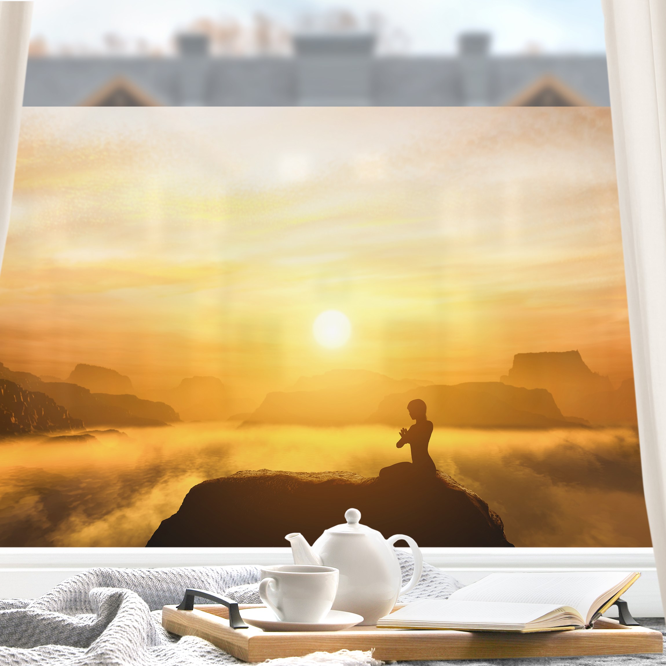 Fensterfolie Yoga Meditation
