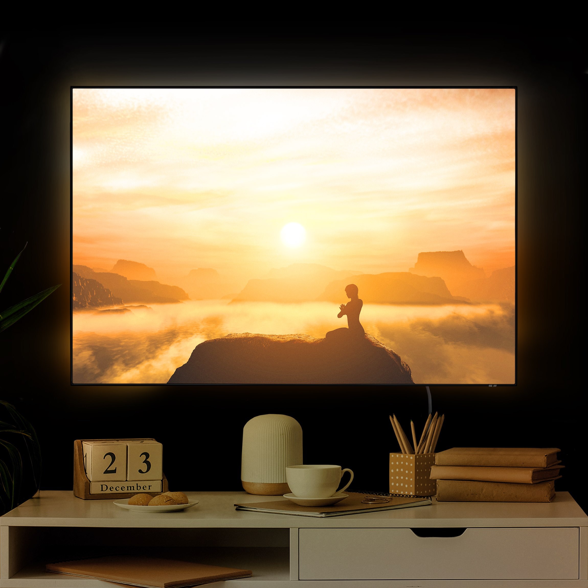 LED-Wechselbild Yoga Meditation