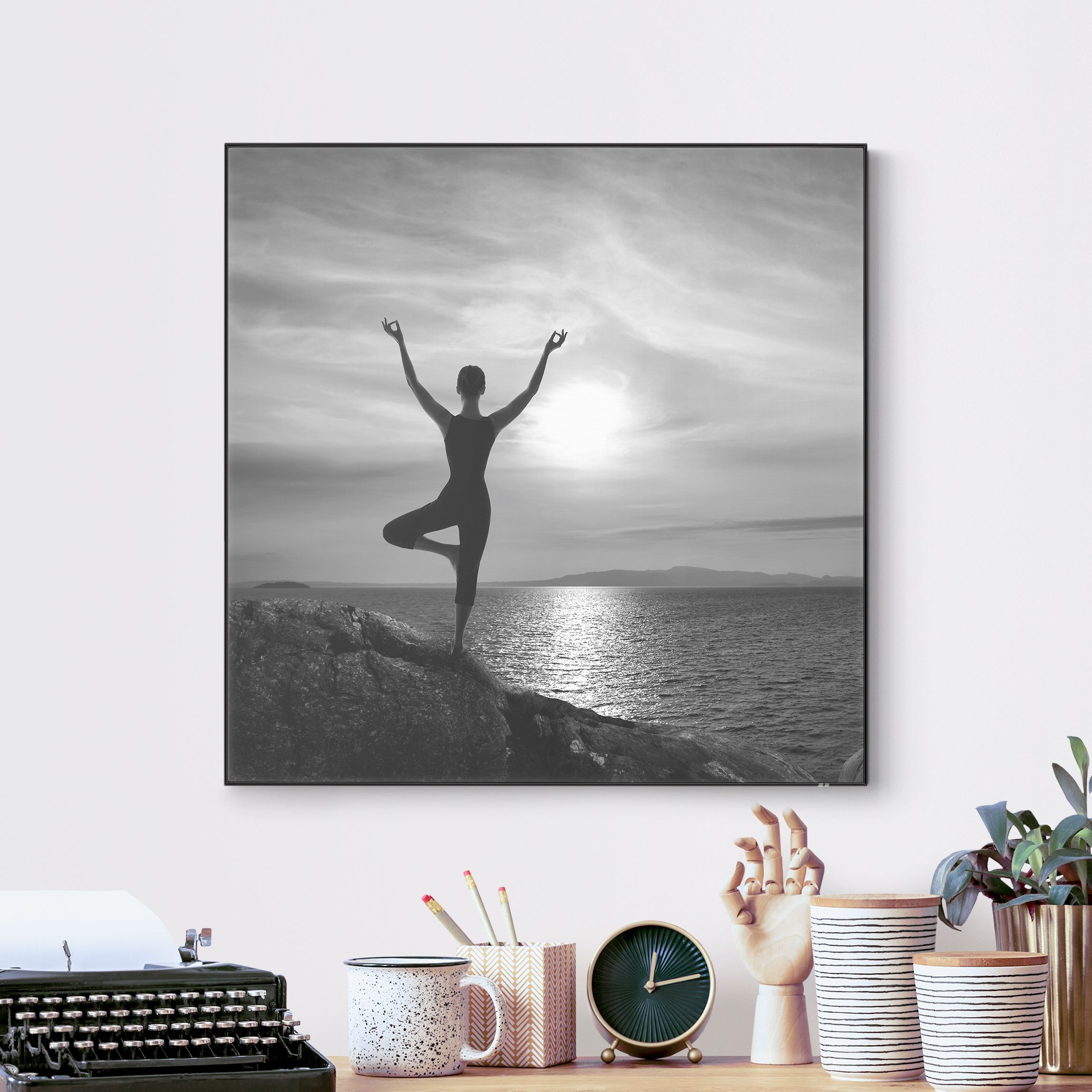 Wechselbild Yoga schwarz weiß