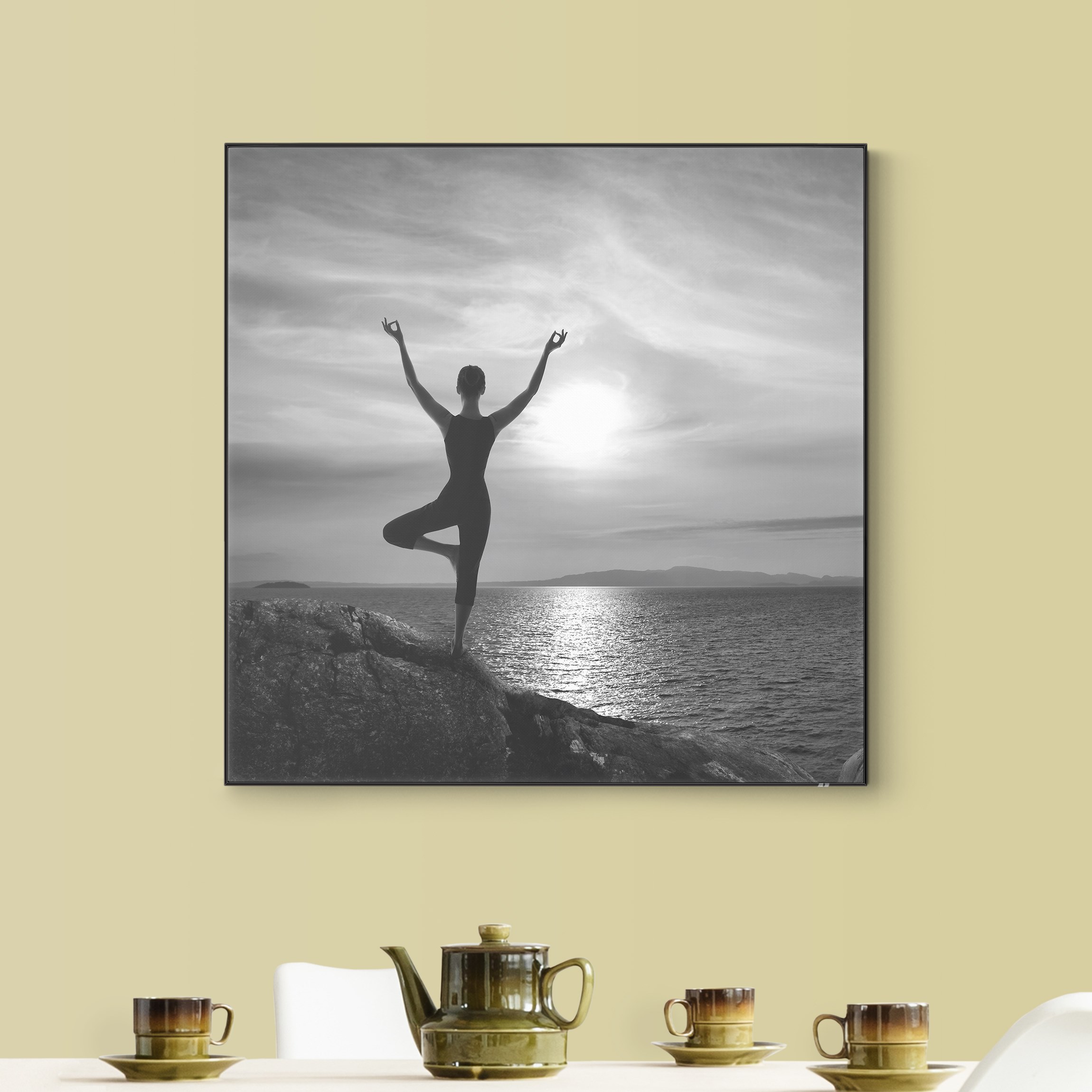 Wechselbild Yoga schwarz weiß