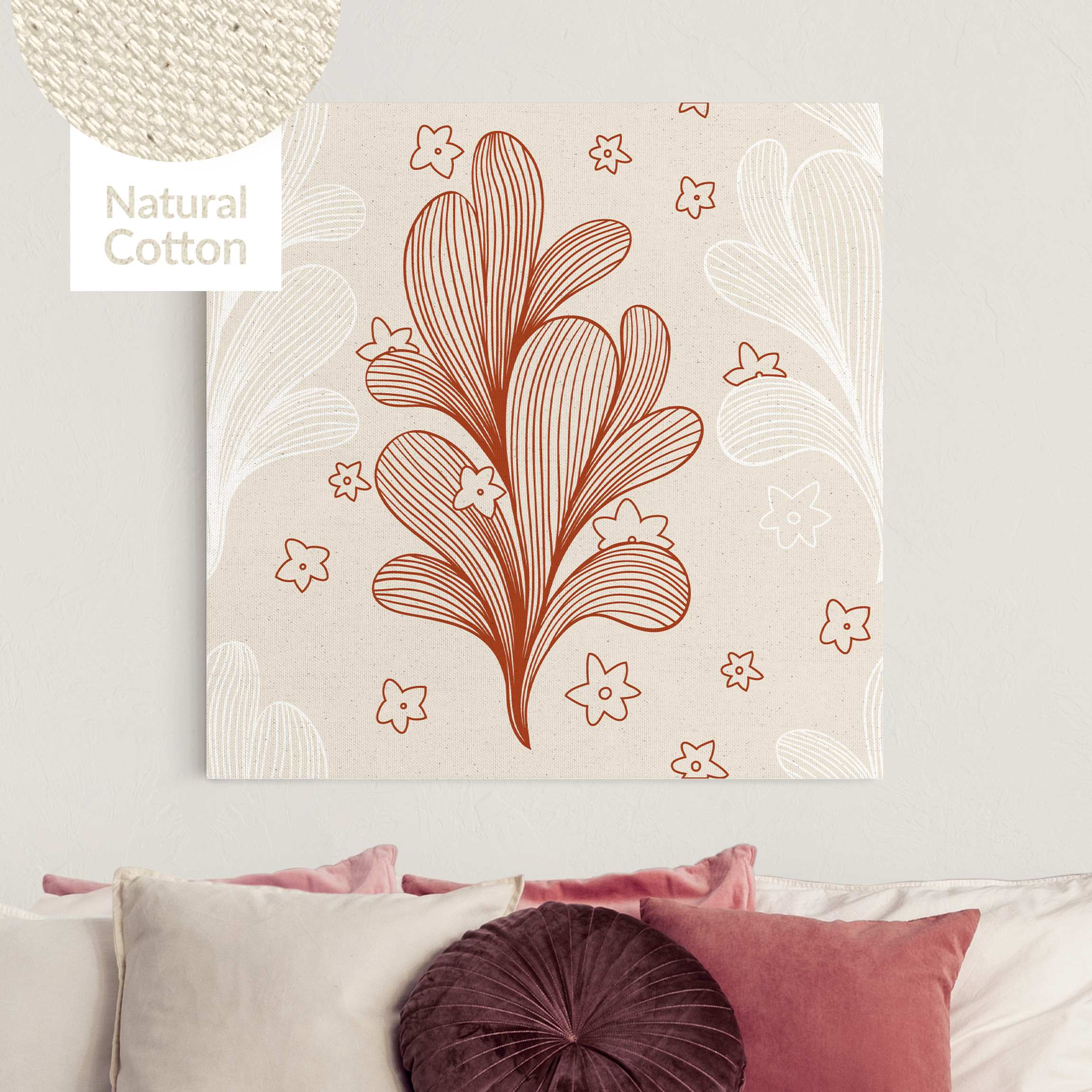Leinwandbild auf Canvas Natural Zarte Linien - Blüten