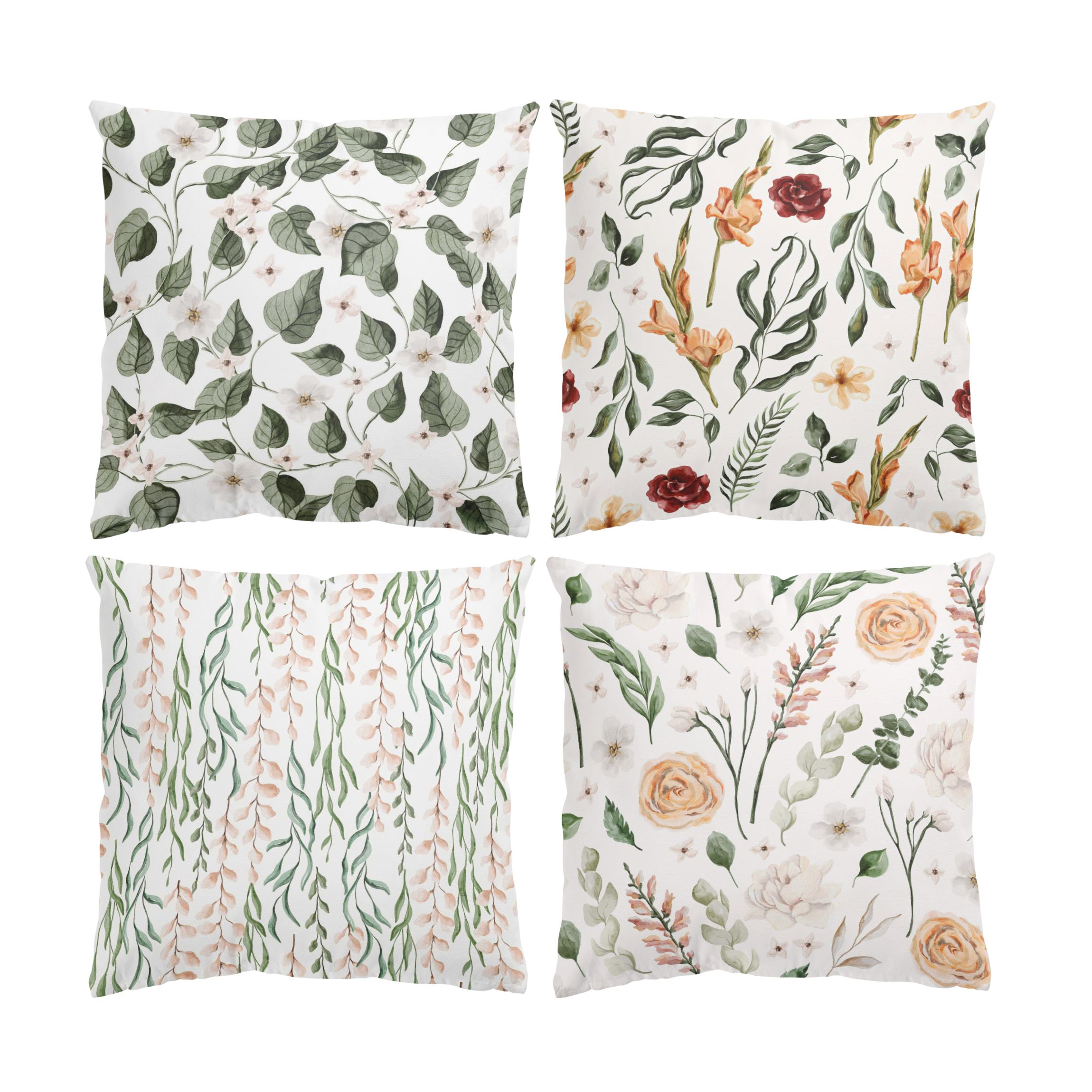 Dekokissen 4er Set Zarte Pflanzen Set