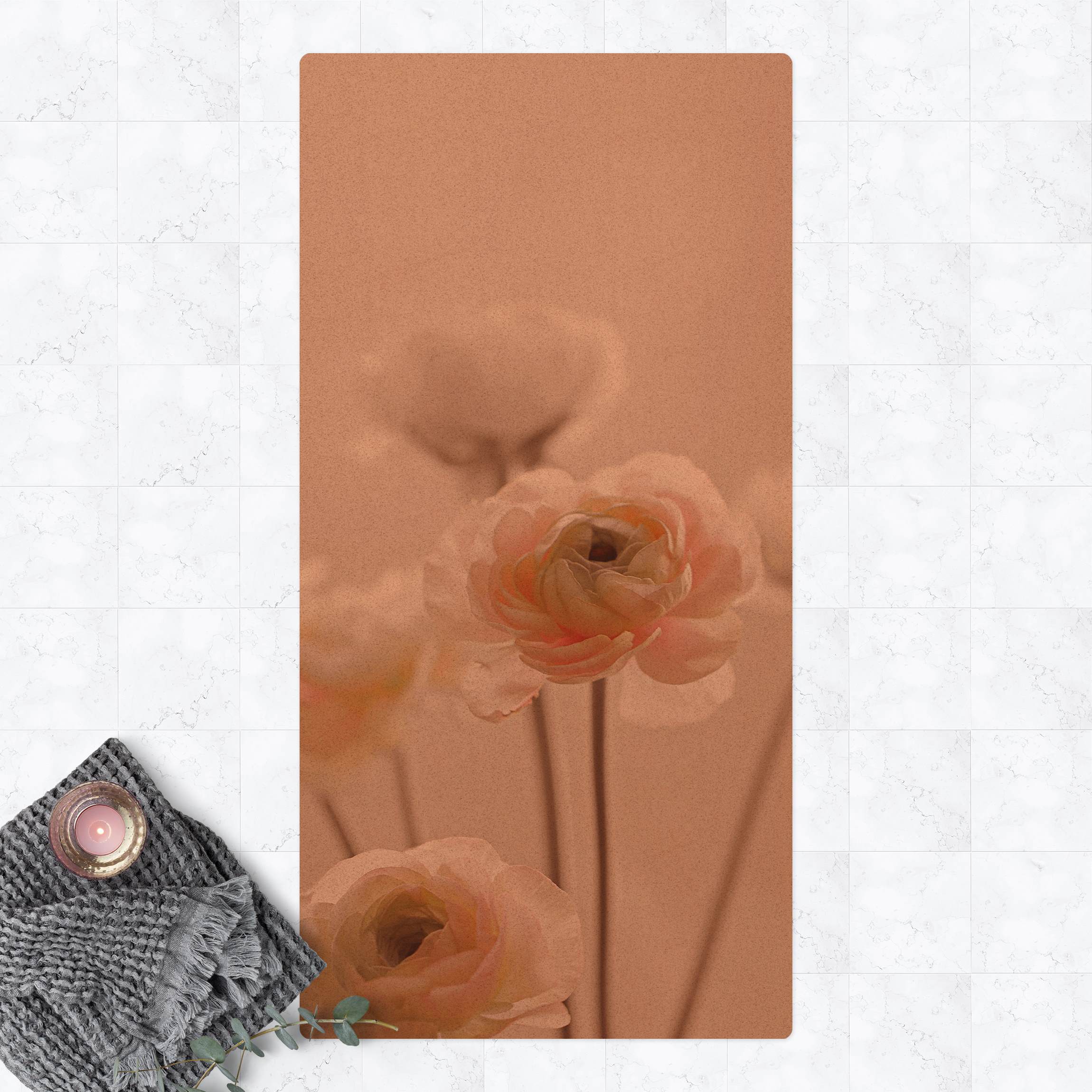 Kork-Teppich Zarter Strauch an Rosa Blüten
