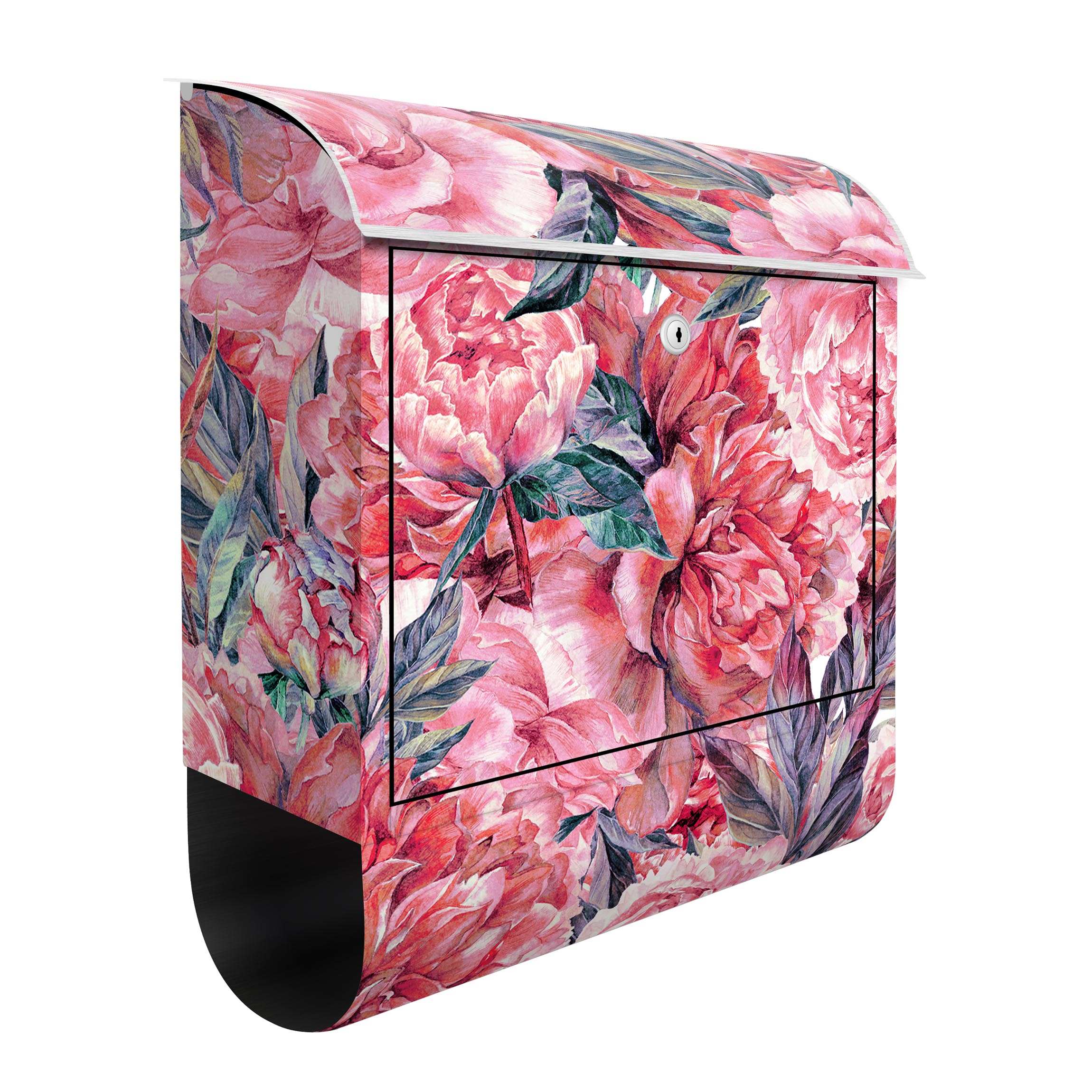Briefkasten Zartes Aquarell Rote Pfingstrosen Muster