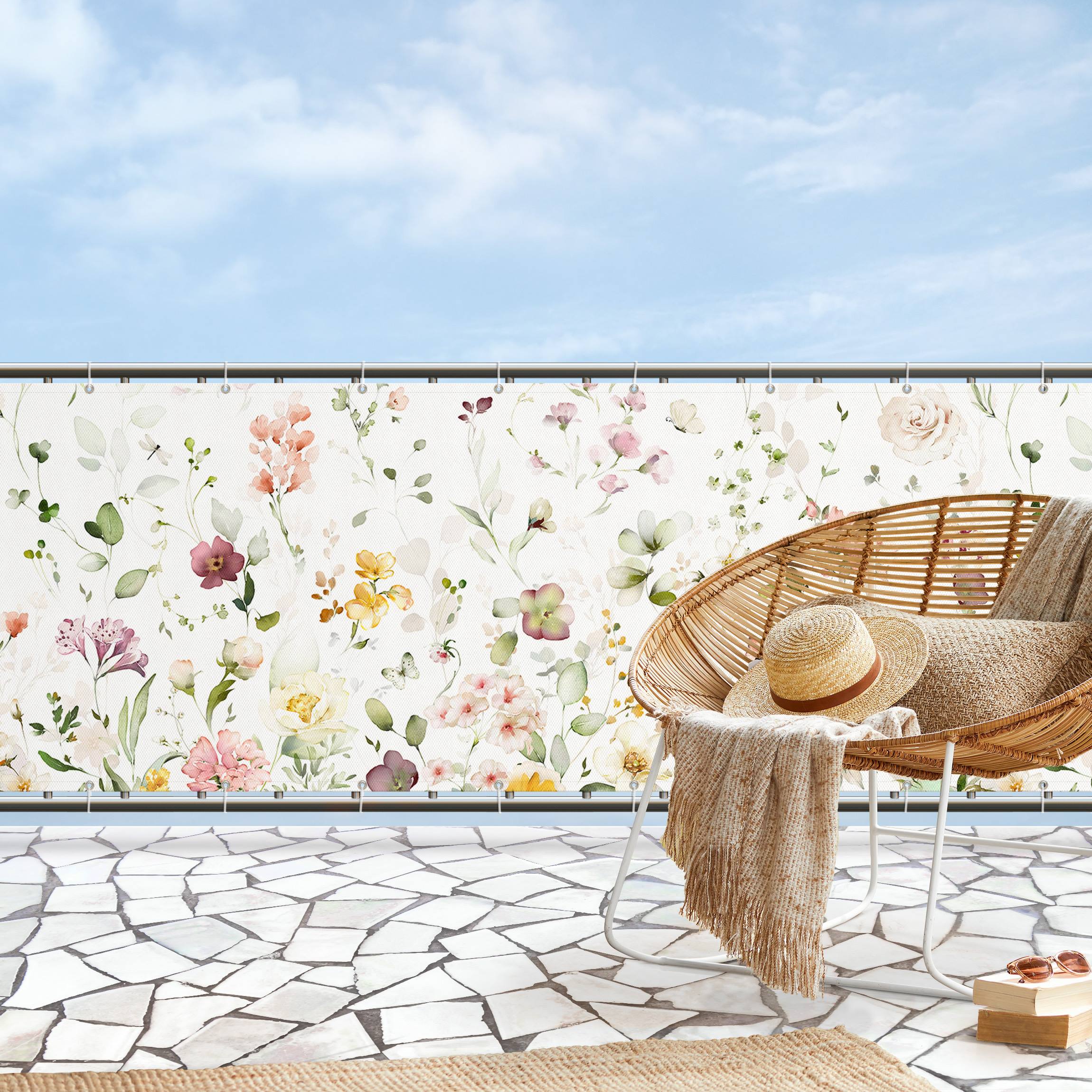 Balkon Sichtschutz Zartes Blütenarrangement