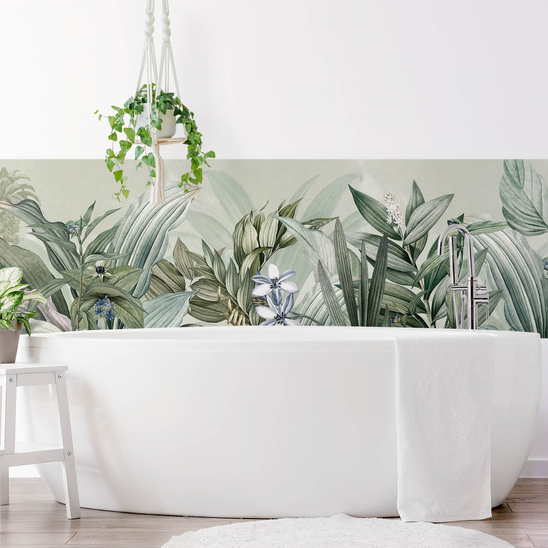 Wandverkleidung Bad Zartgrüne Dschungellandschaft