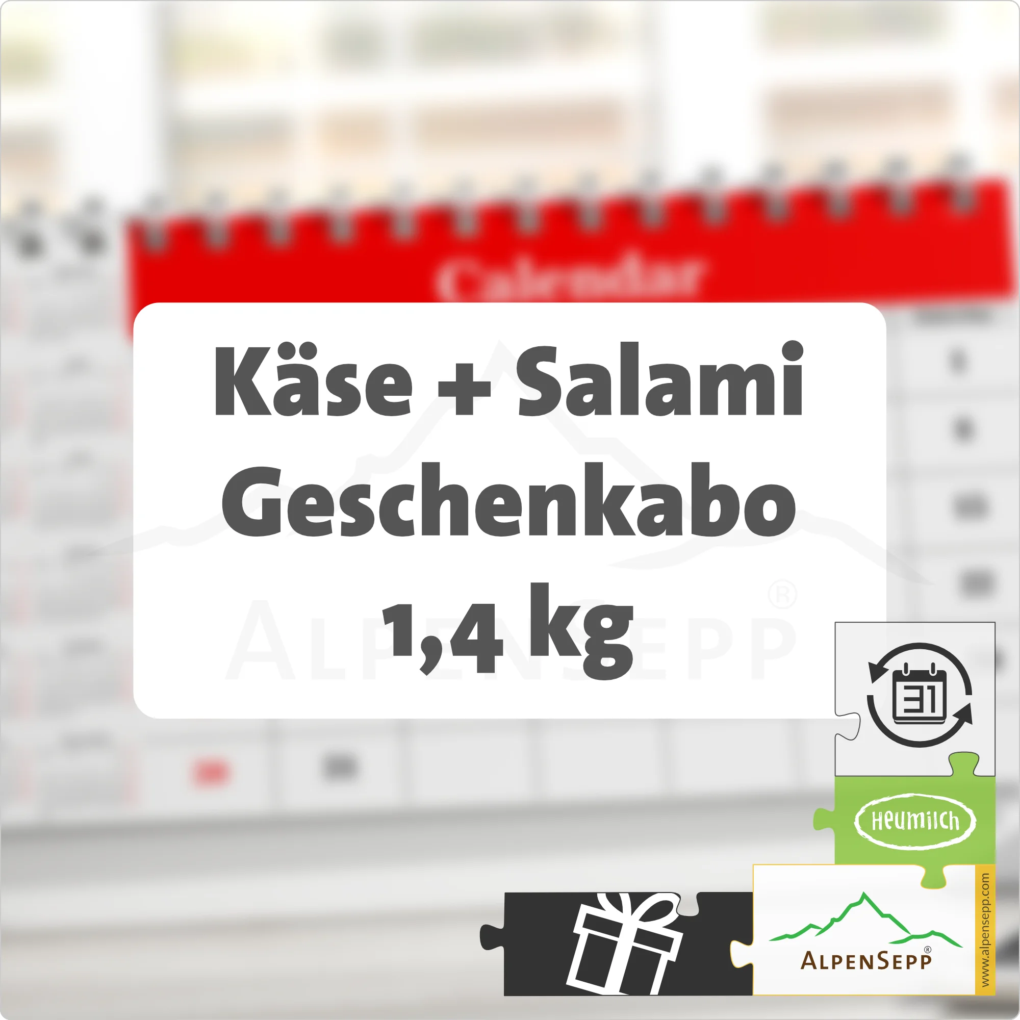 GESCHENK ABO MIX | 1,4 kg Käsevielfalt in Bergkäse + Schnittkäse + Wildsalami | endet automatisch | abwechselnde, laktosefreie Käsevielfalt pro