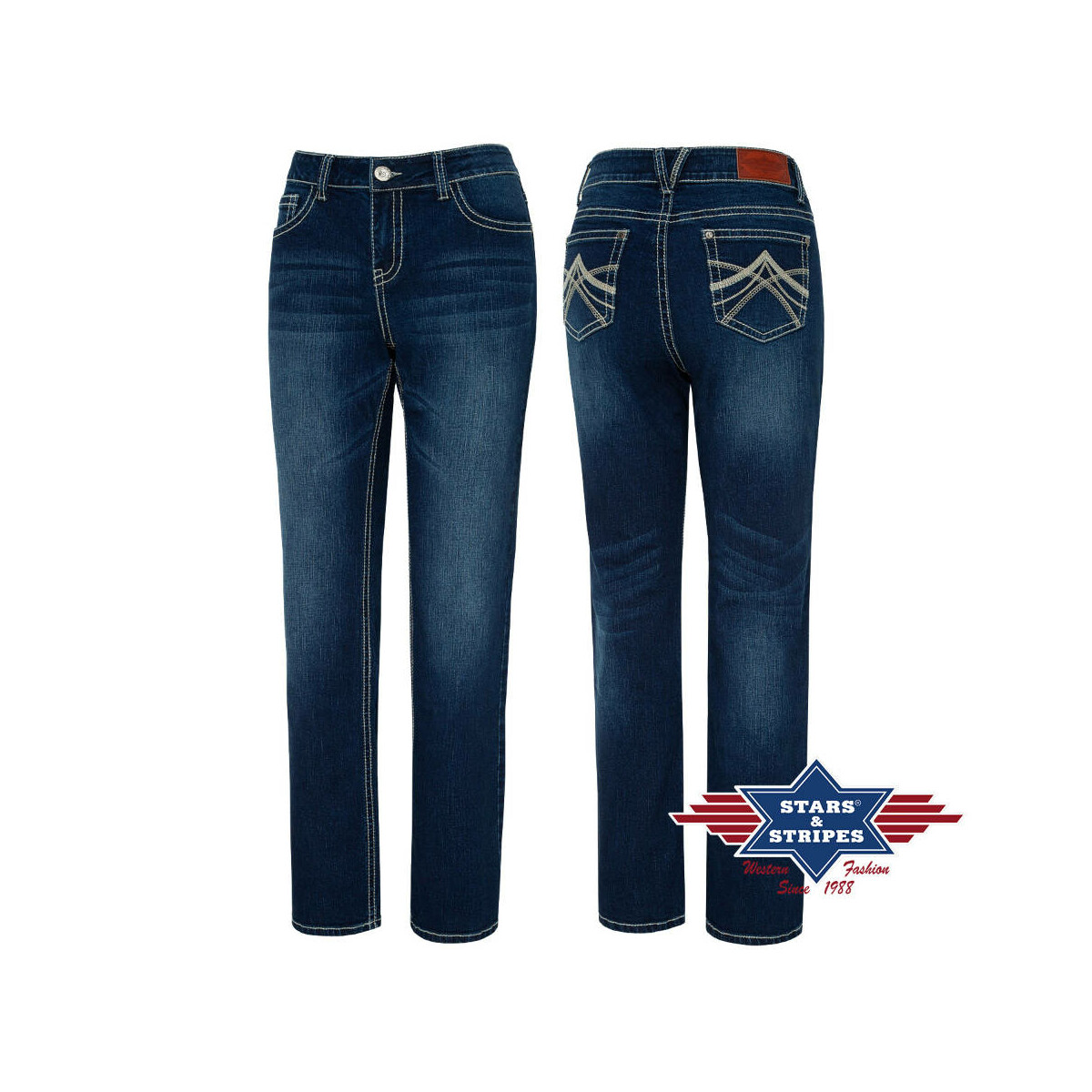  Damen Bootcut-Jeans, Jeanshose - Kimberley, Stars&Stripes 30