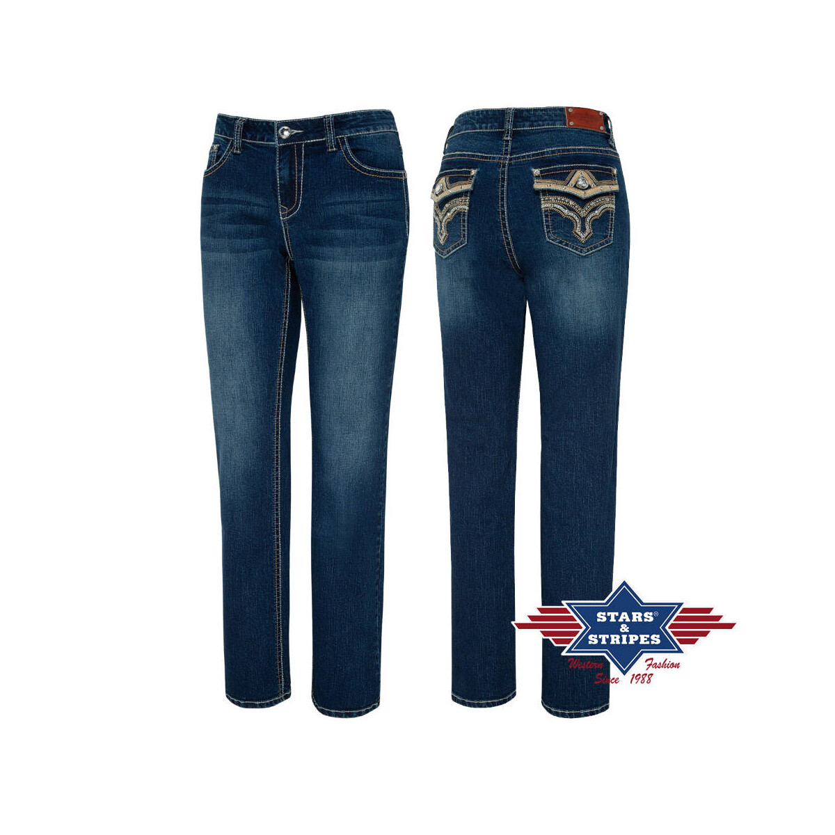 Damen Bootcut-Jeans, Jeanshose - Diamond, Stars&Stripes