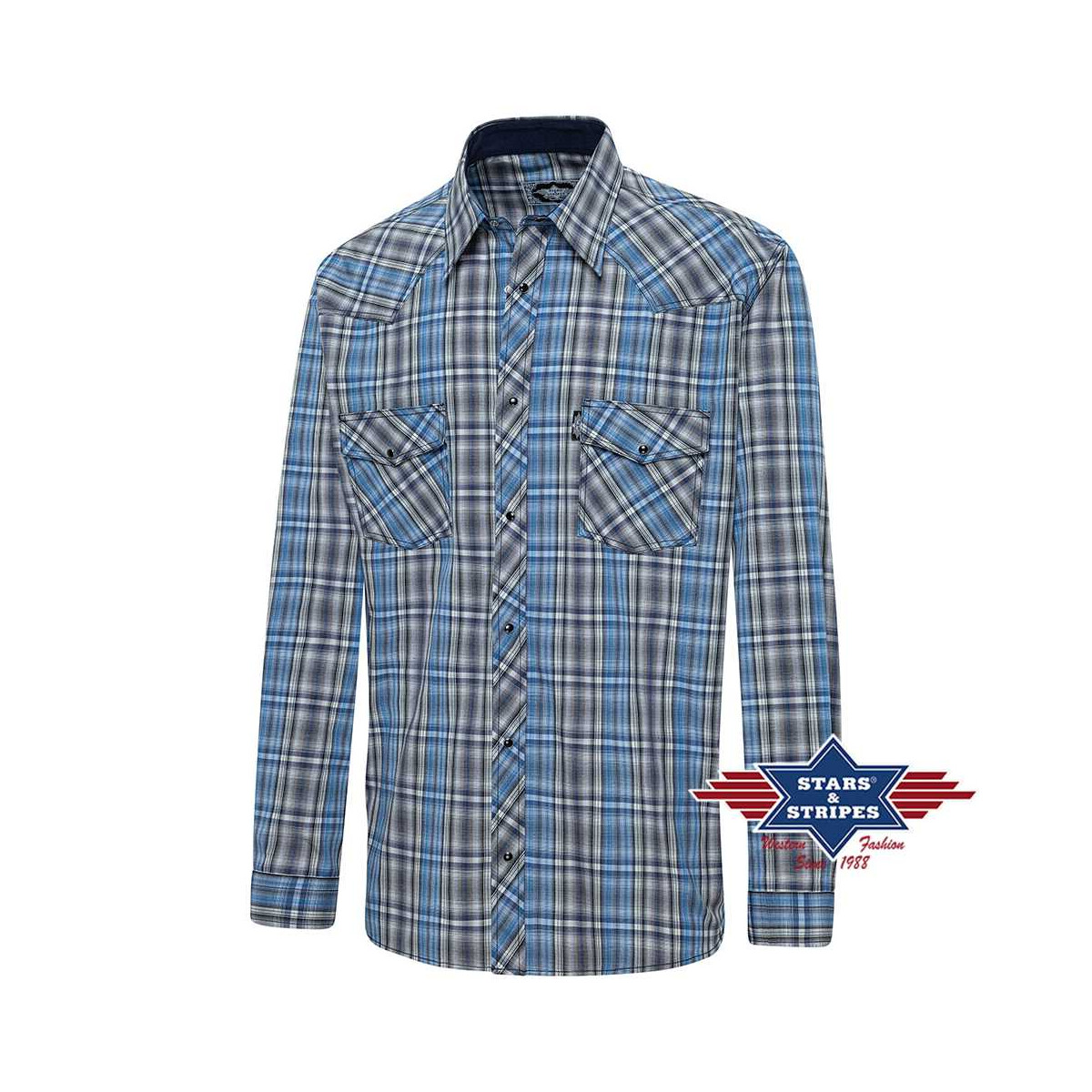 Herren Westernhemd mit Westernpasse - kariert