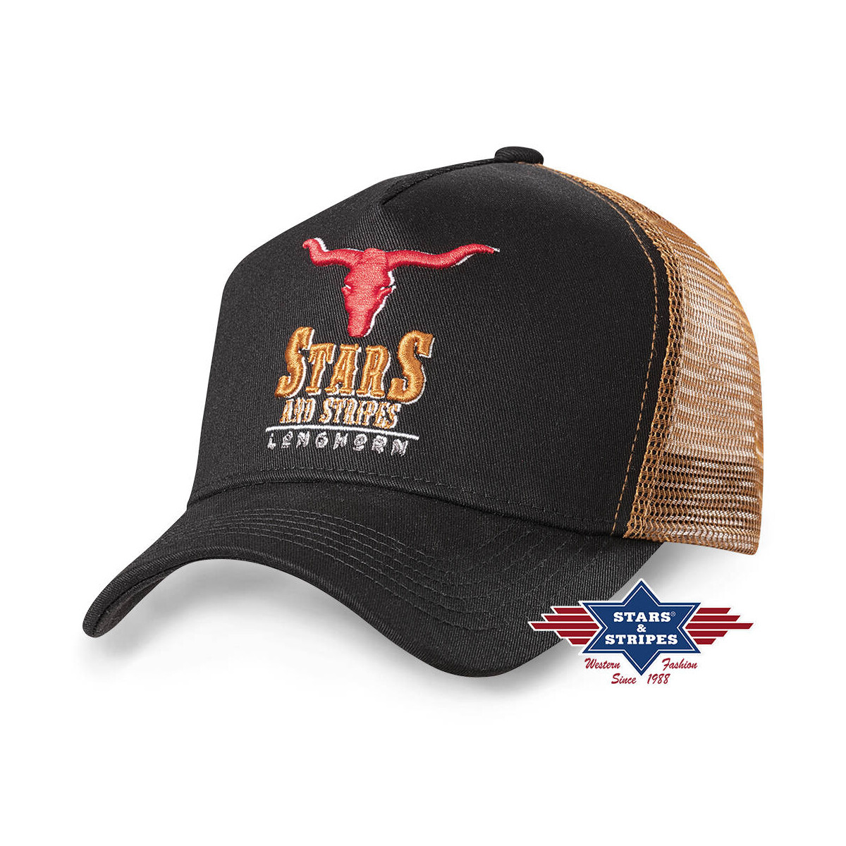 Western Trucker Cap Longhorn, Baseball Cap - schwarz