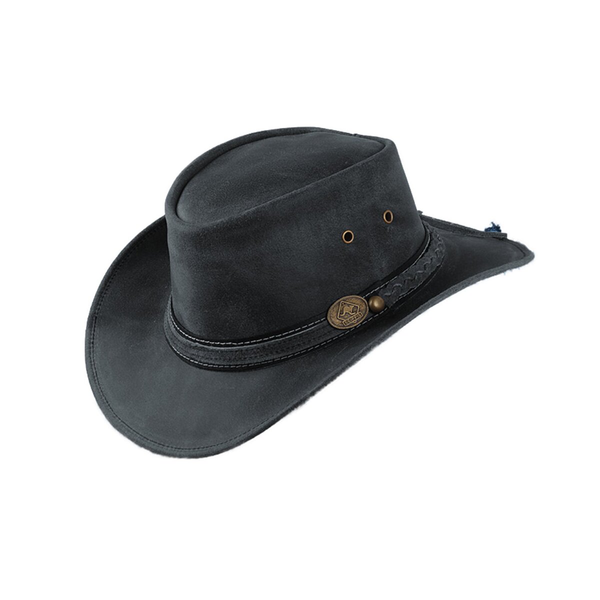 Scippis Lederhut Westernhut Outdoor Wanderhut Angelhut Model Irving, schwarz XL