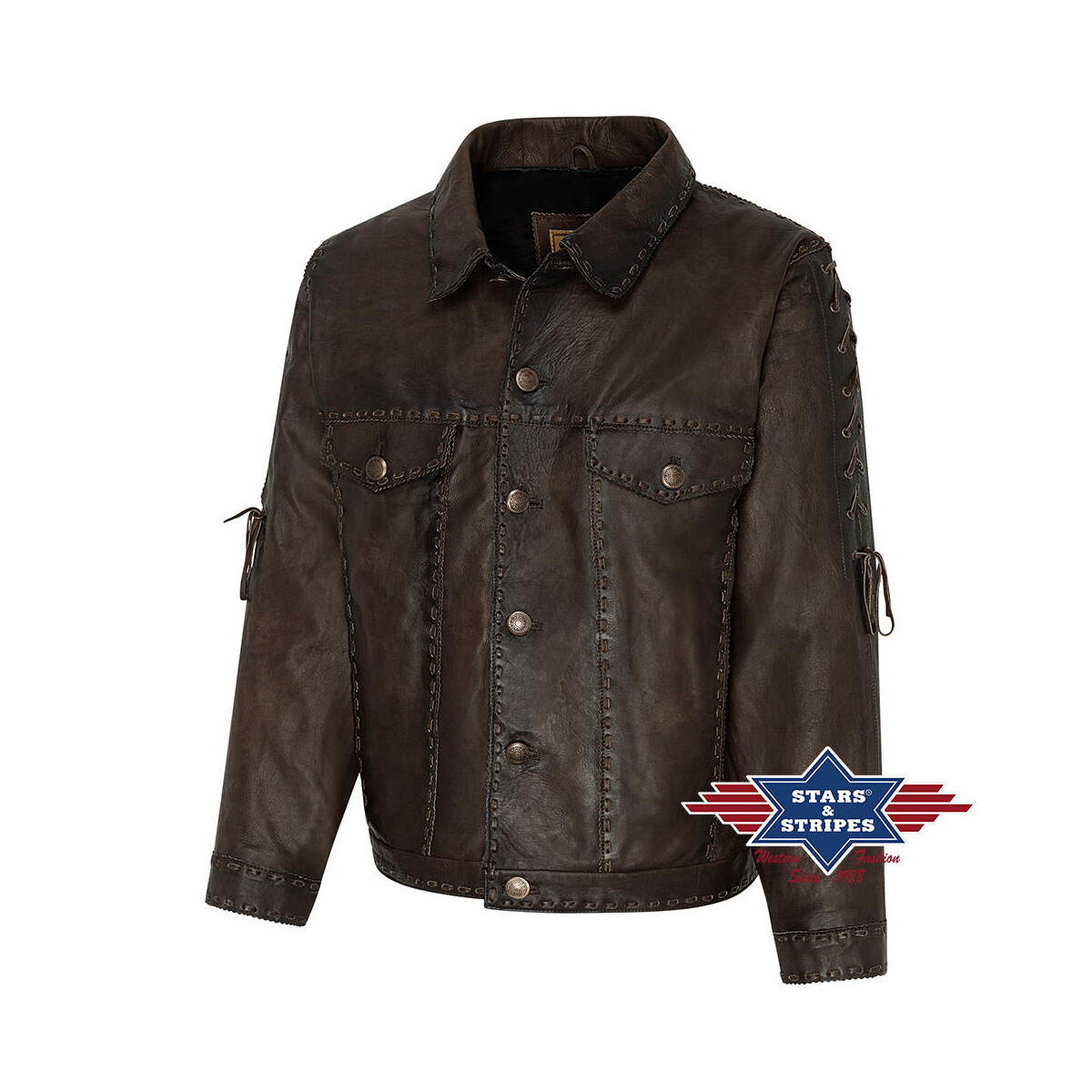 Western Lederjacke mit Flechtung/Schnürung