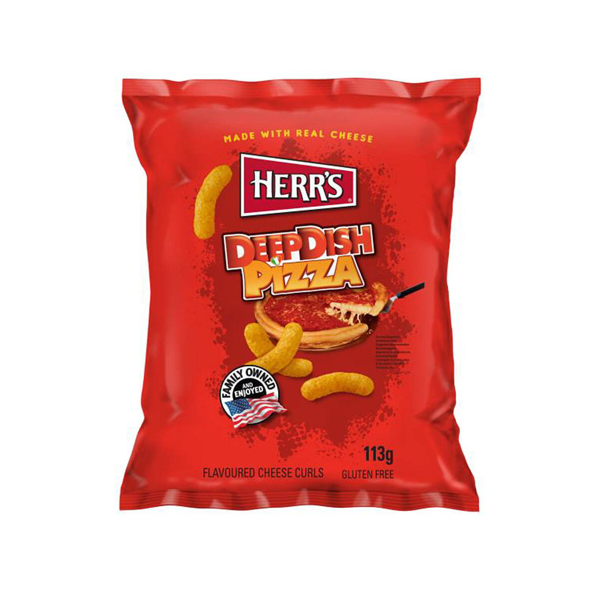 25,66 €/ Herrs Deep Dish Pizza Flavoured Cheese Curls