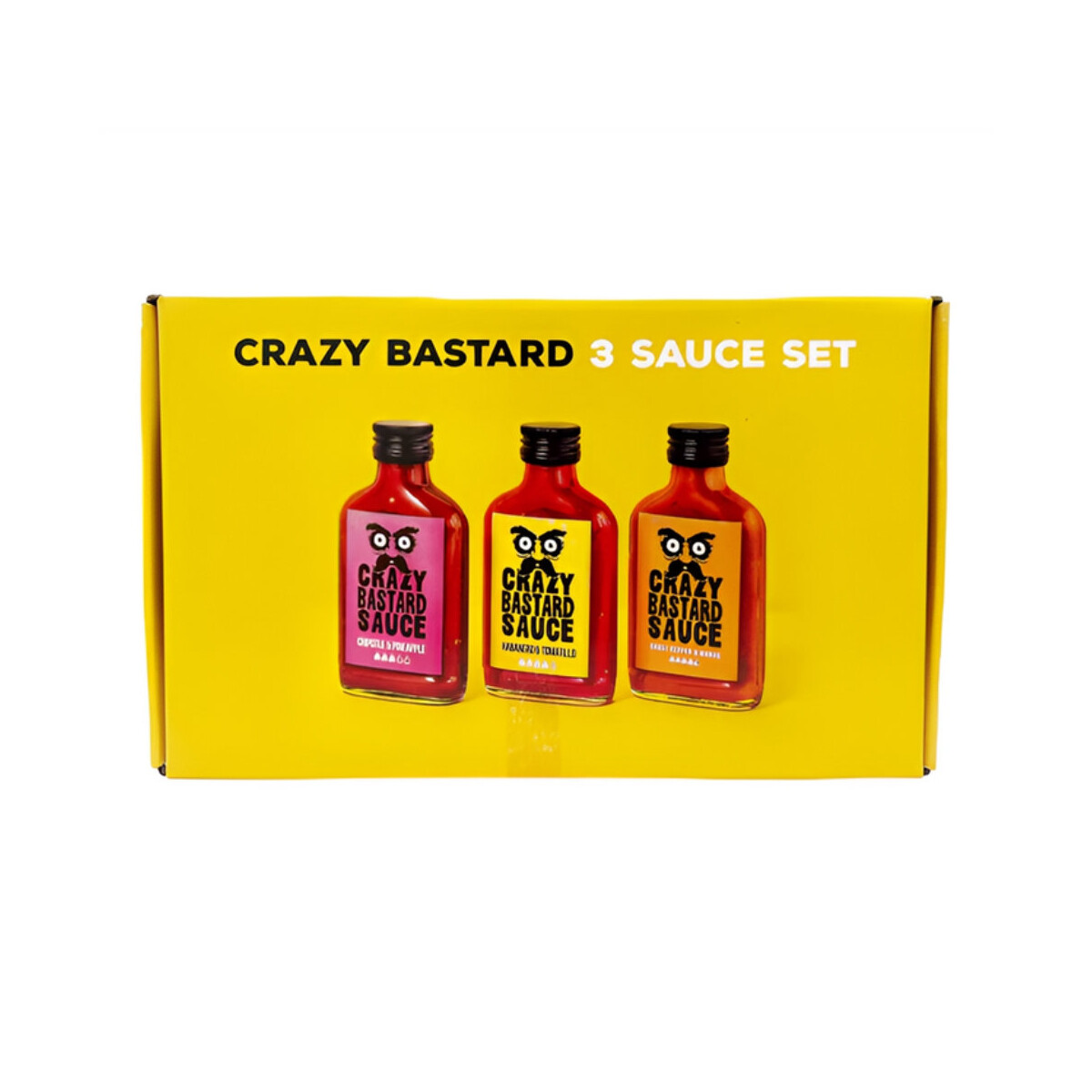 66,33 €/l Crazy Bastard 3 Sauce Set – Habanero & Tomatillo, Chipotle & Pineapple, Ghost Pepper & Mango