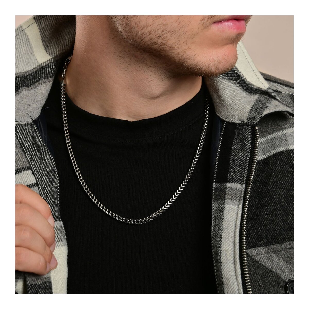 Akzent Edelstahl Unisex Panzerkette, Länge: 60 cm / Stärke: 4 mm