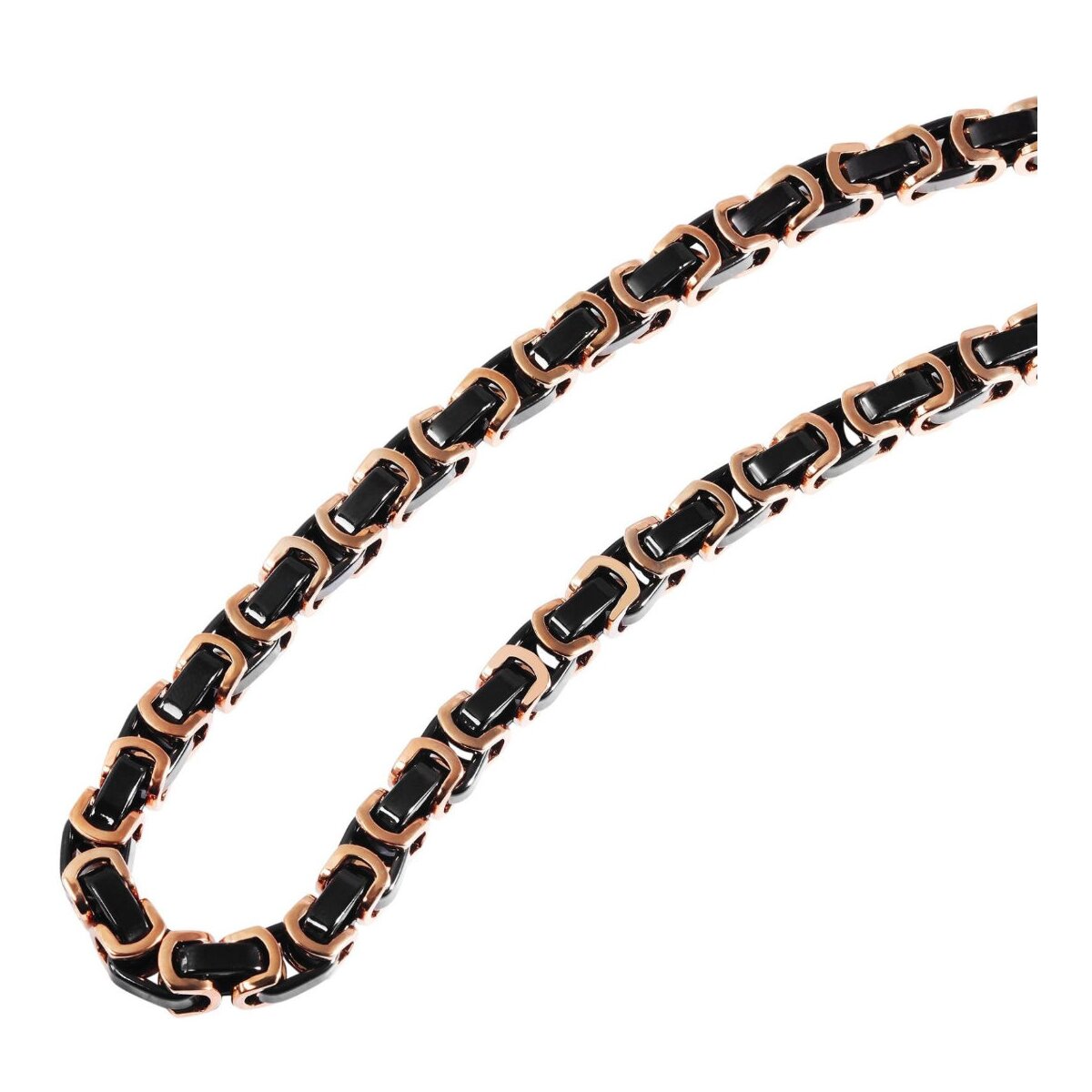Akzent Königskette, Edelstahl, roségoldfarben/schwarz, Stärke 7,5mm