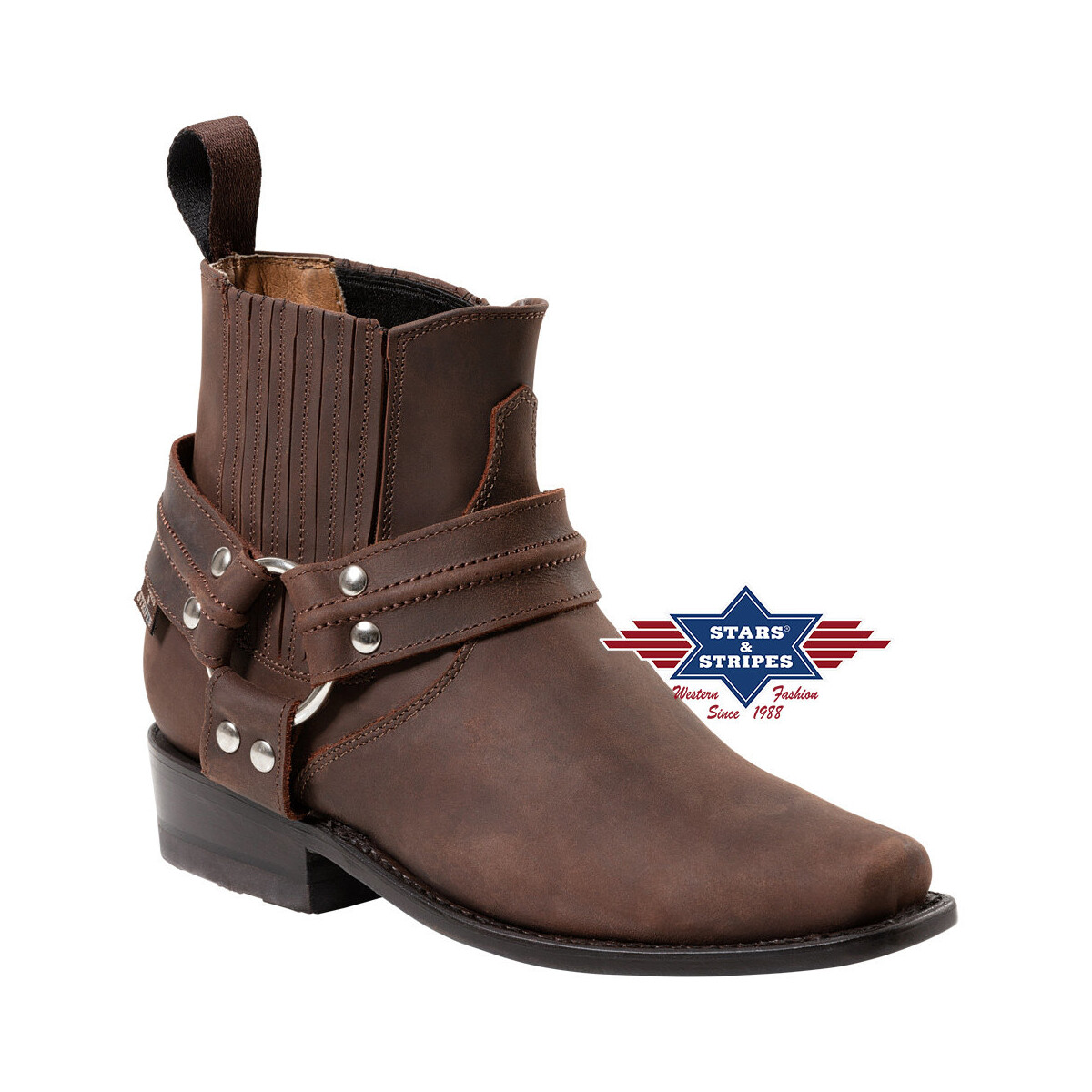 Herren Westernstiefel, Westernstiefelette, Cowboystiefel, Bikerboot, braun