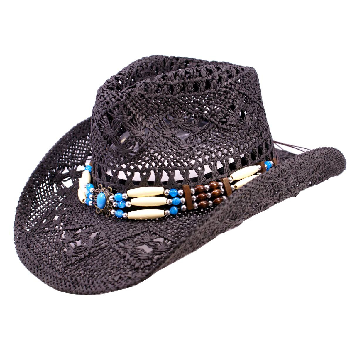 Damen/Herren Strohhut Sonnenhut + dekorativen Hutband schwarz - Produktvideo