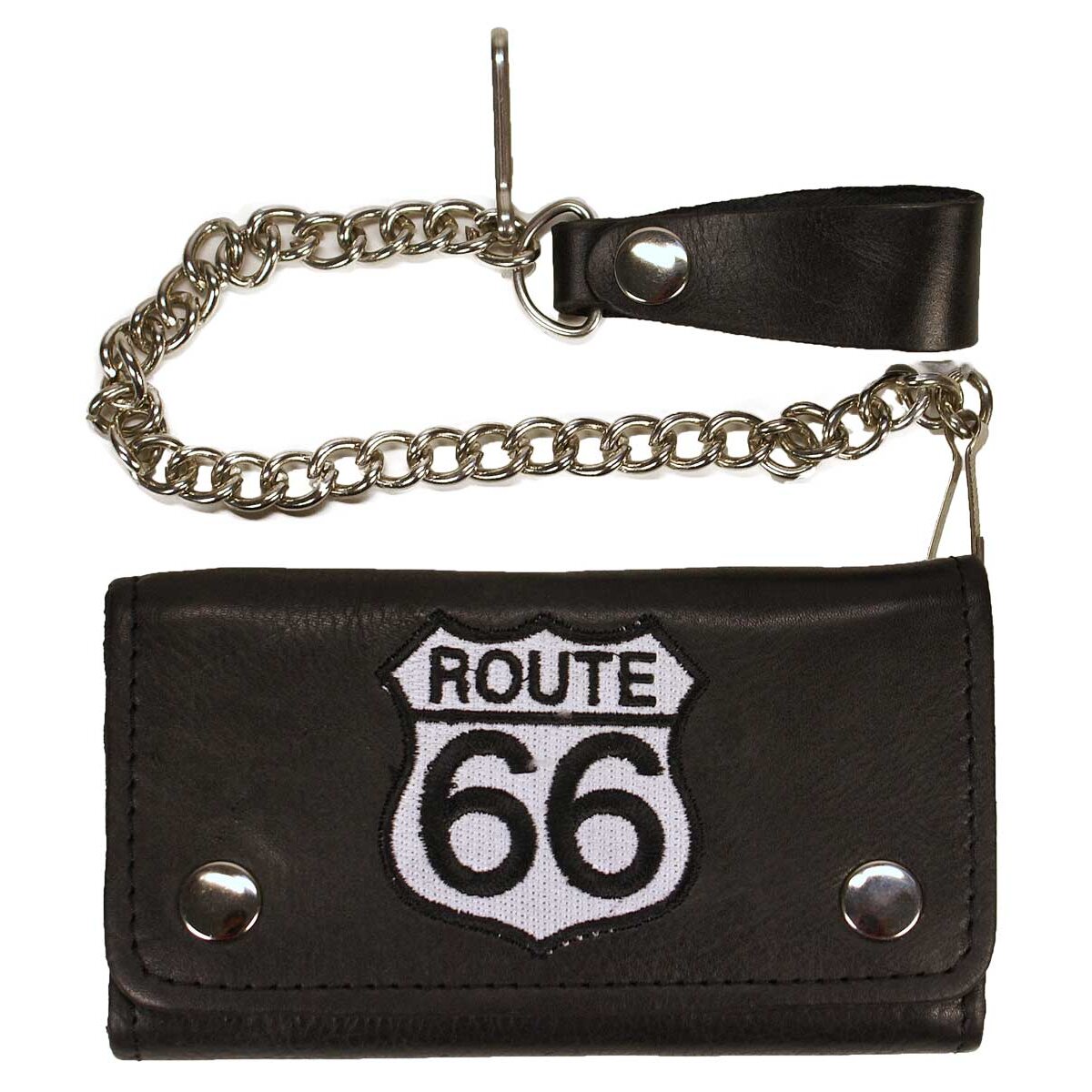 Geldbörse, Biker, Trucker Wallet mit Route 66 Applikation, Rindsleder schwarz