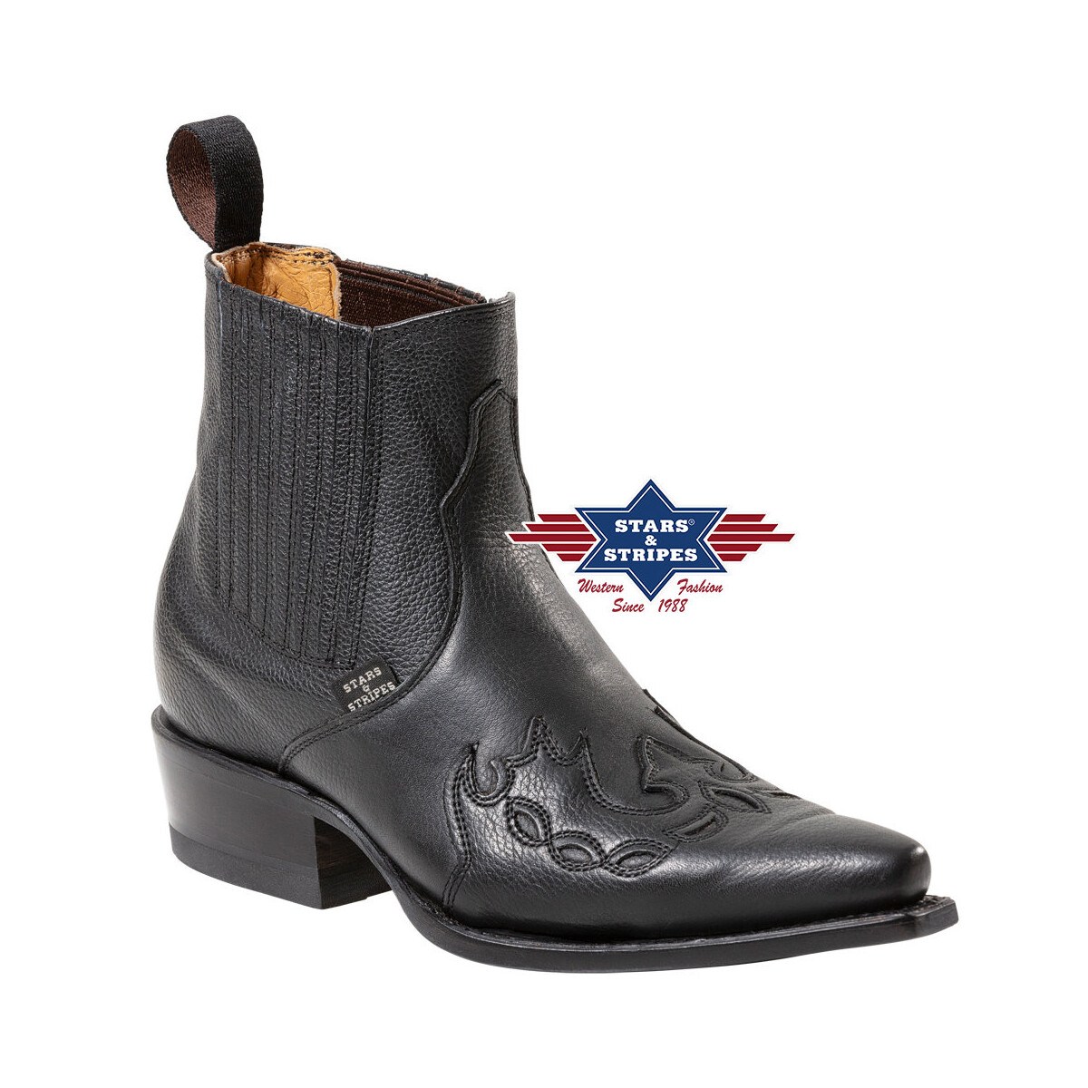 Schöner schwarzer Herren Westernstiefel, Cowboystiefel, Westernstiefelette